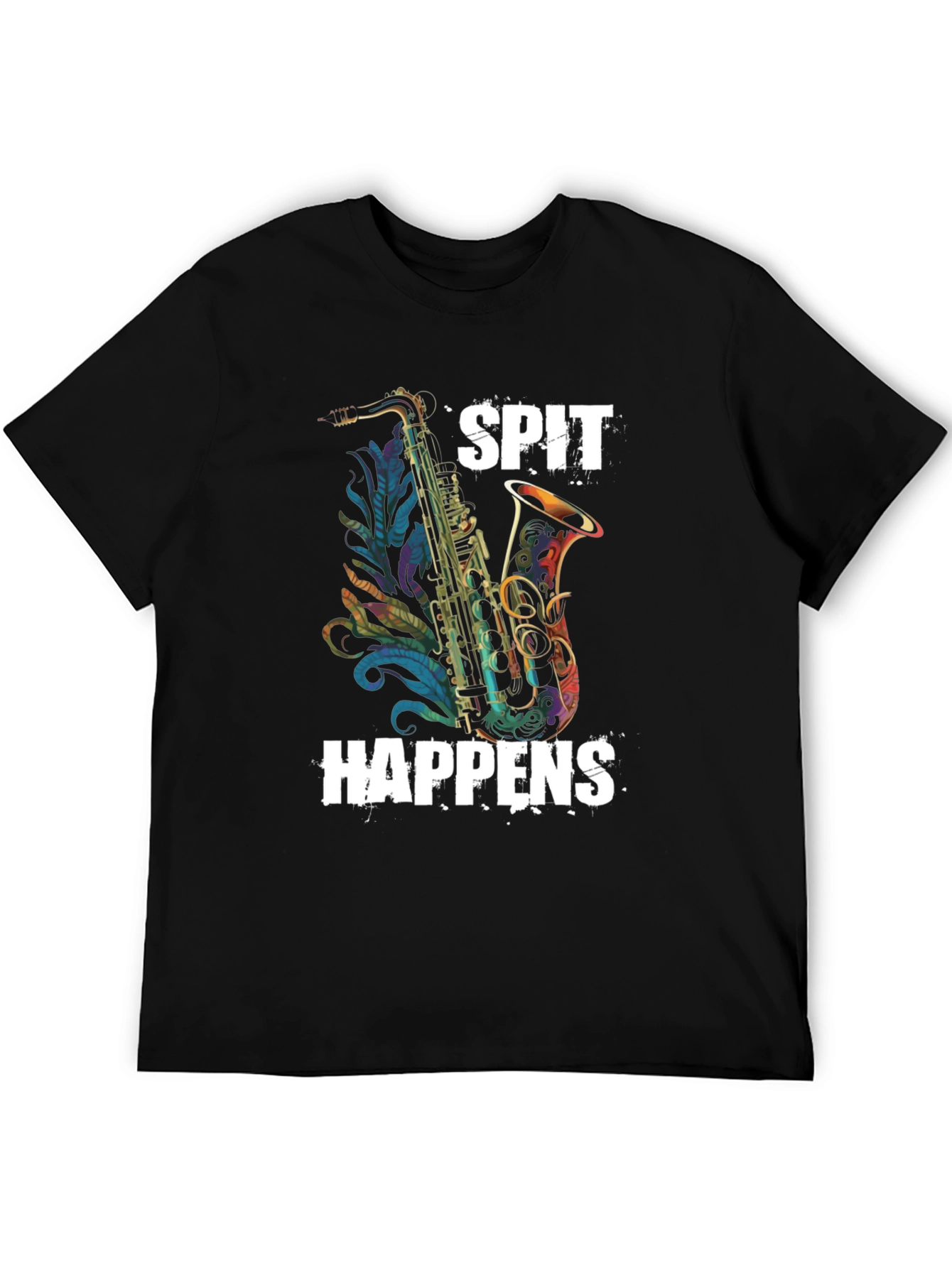 Black Spit Happens Saxophone Graphic Tee view 5