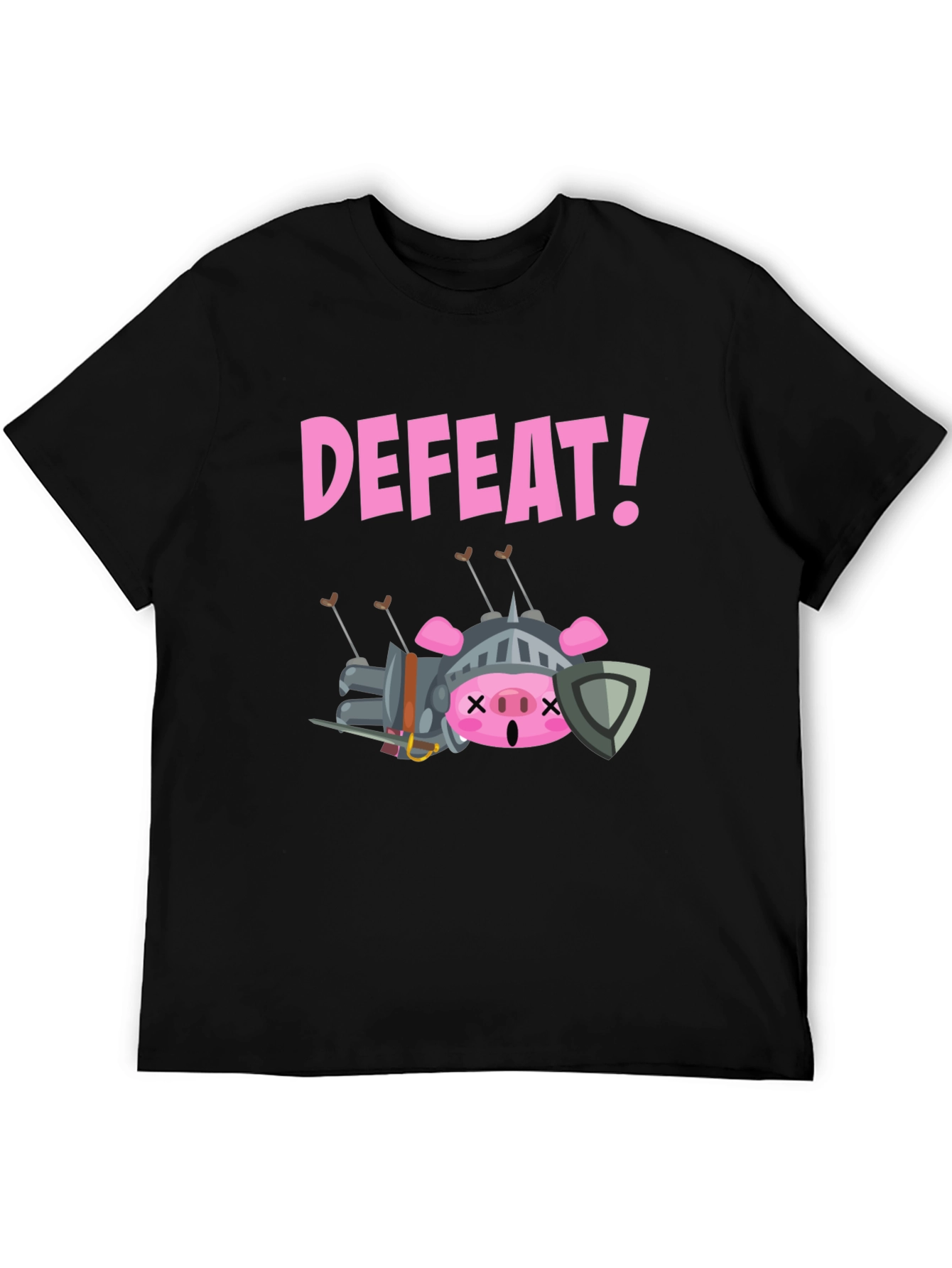 Black Defeated Pig Knight T-Shirt - Black view 5