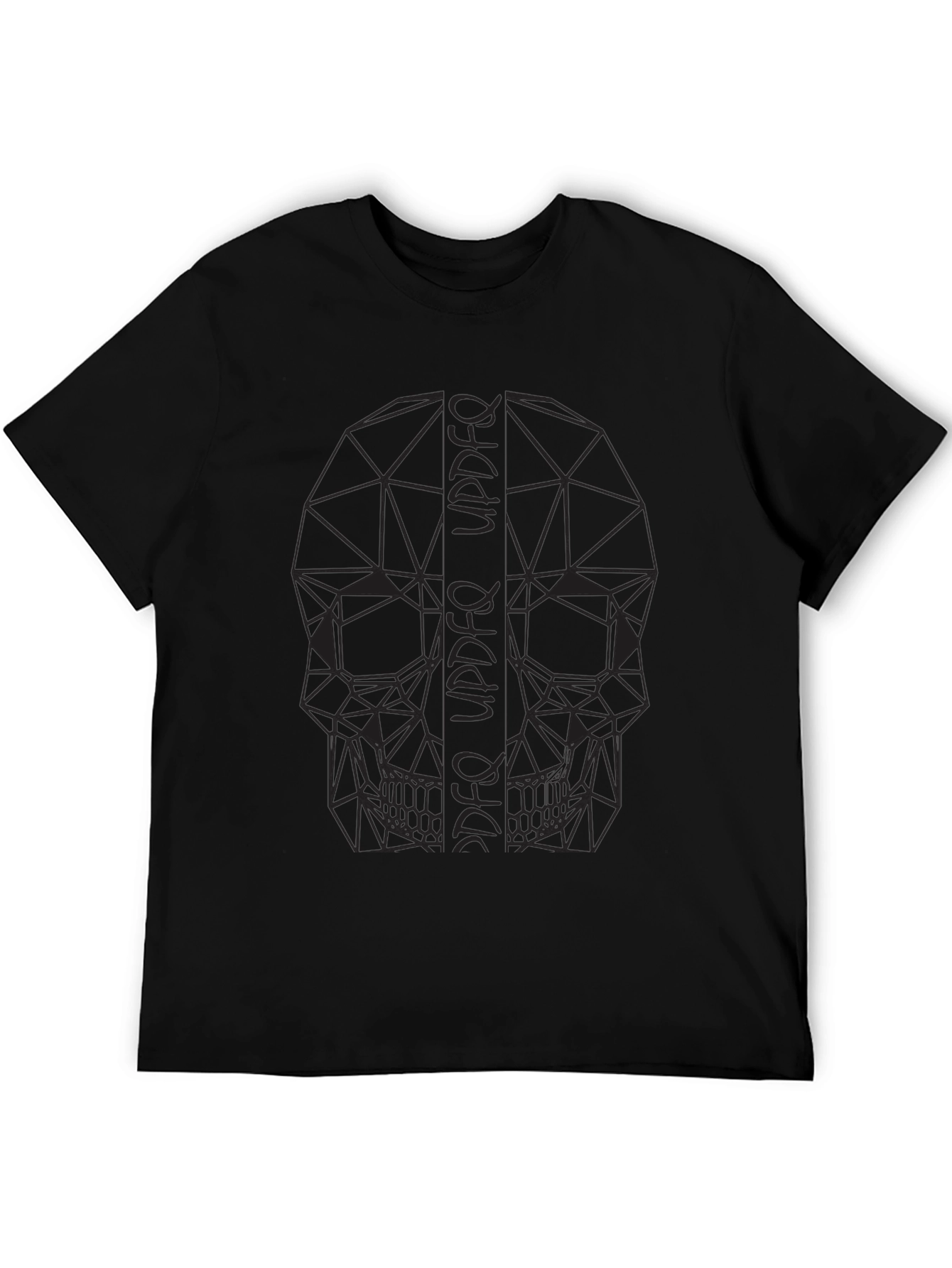 Black Geometric Skull Print Black T-Shirt view 5