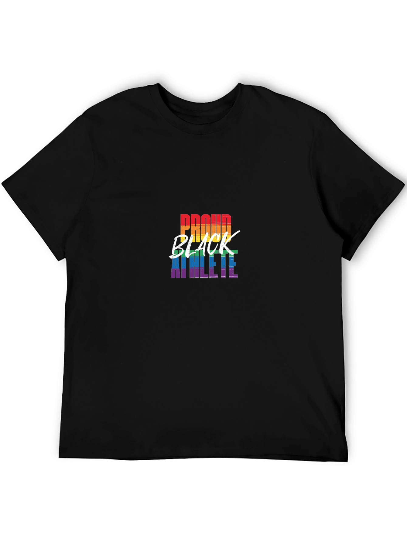 Black Proud Black Athlete Pride Rainbow Graphic T-Shirt view 5