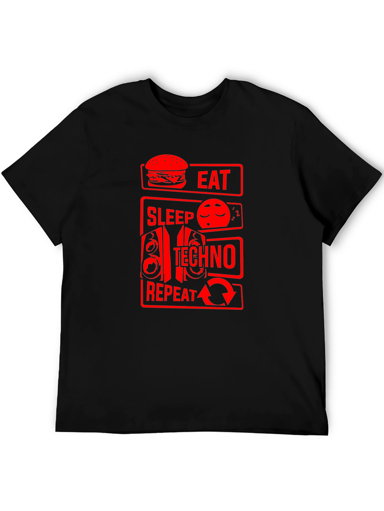 Black Eat Sleep Techno Repeat Graphic Tee - Black view 5
