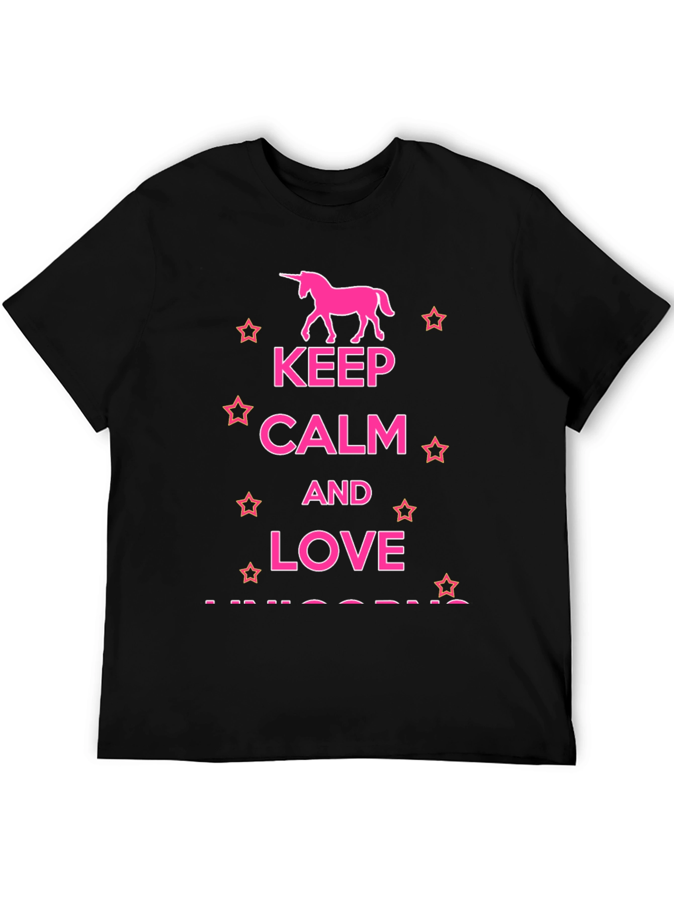 Black Keep Calm & Love Unicorns T-Shirt view 5