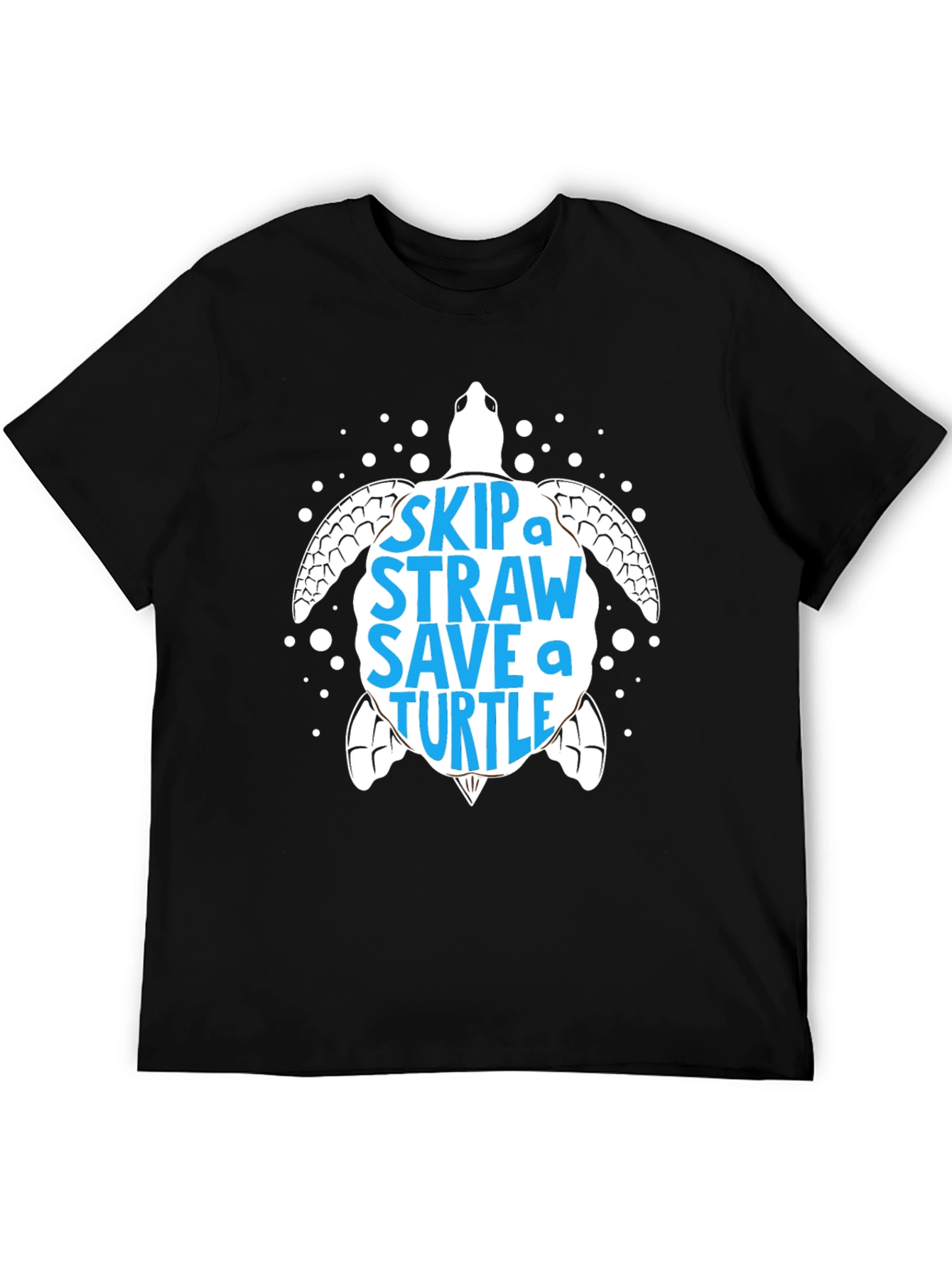 Black Skip a Straw Save a Turtle Graphic Tee - Eco-Friendly view 5
