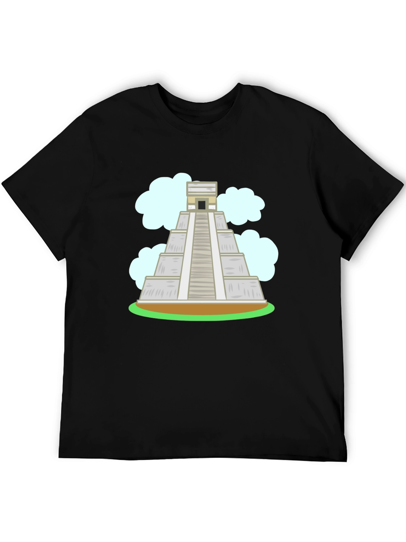 Black Mayan Pyramid Graphic Tee - Black Cotton T-Shirt view 5