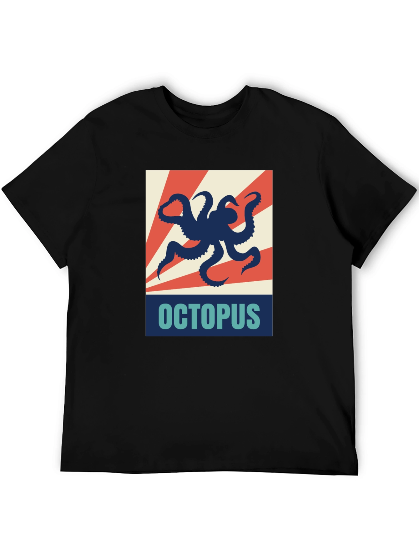 Black Octopus Graphic Print Crew Neck T-Shirt view 5
