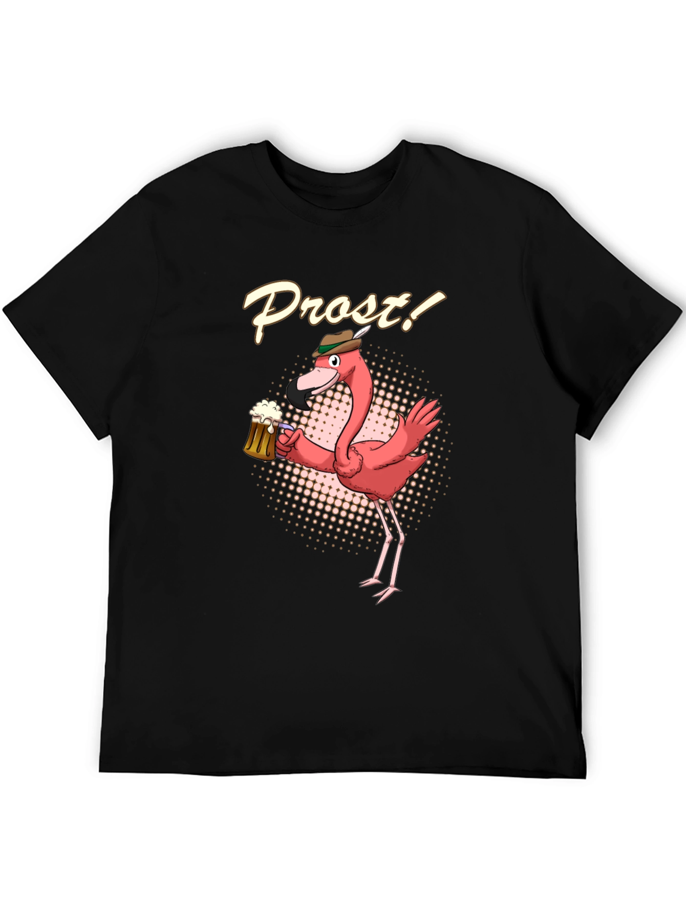 Black Funny Flamingo Prost Beer T-Shirt view 5