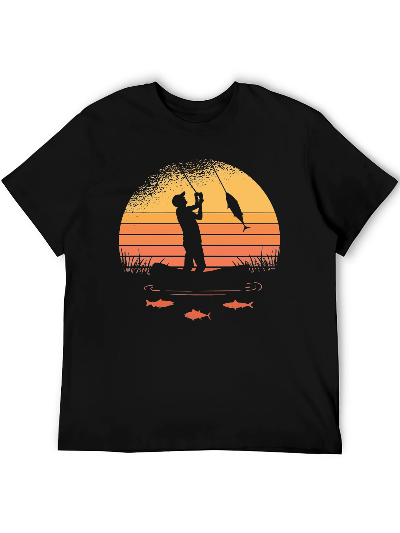 Black Fishing Sunset Graphic Tee view 5