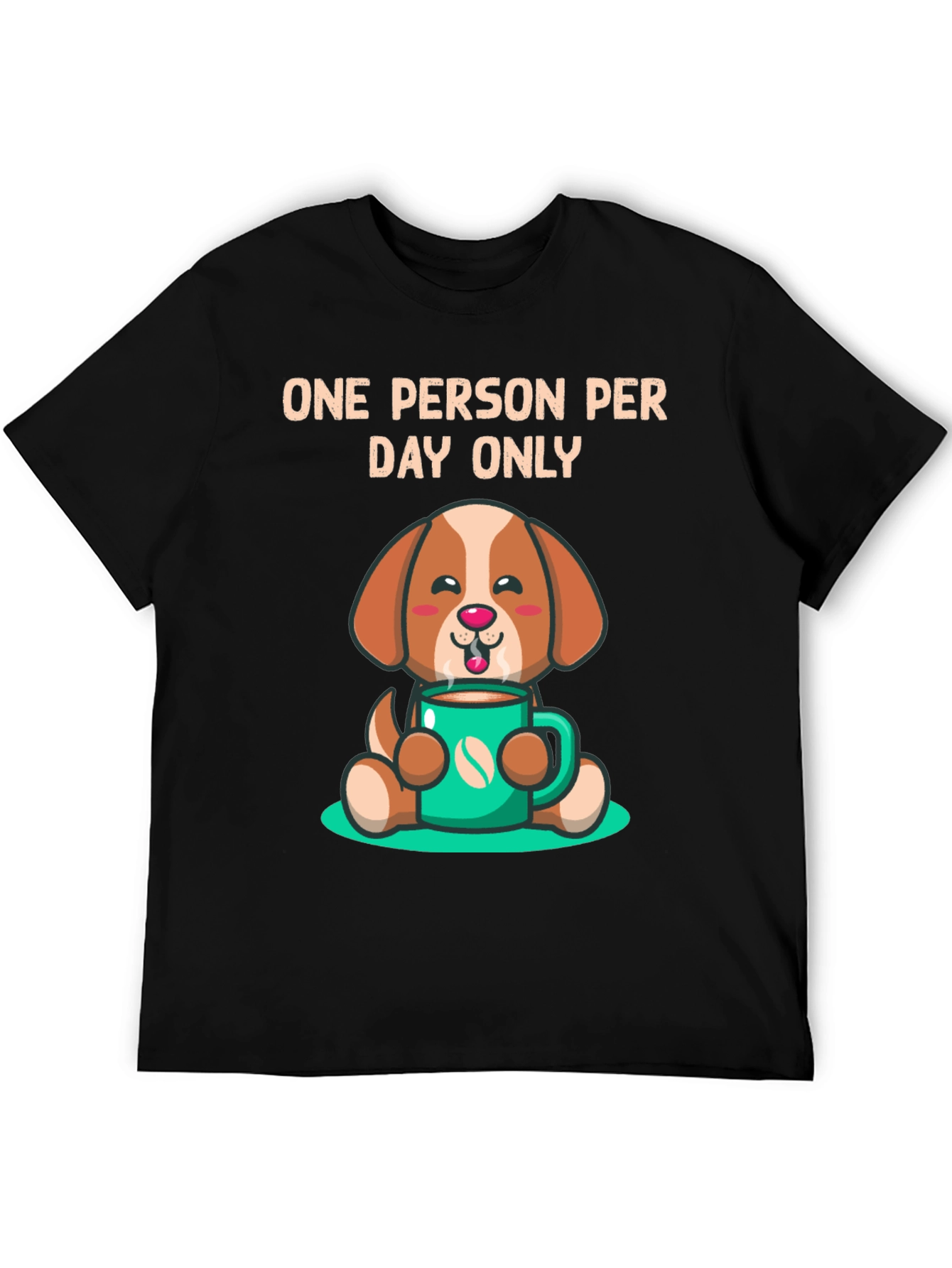 Black Cute Dog Coffee Lover T-Shirt view 5