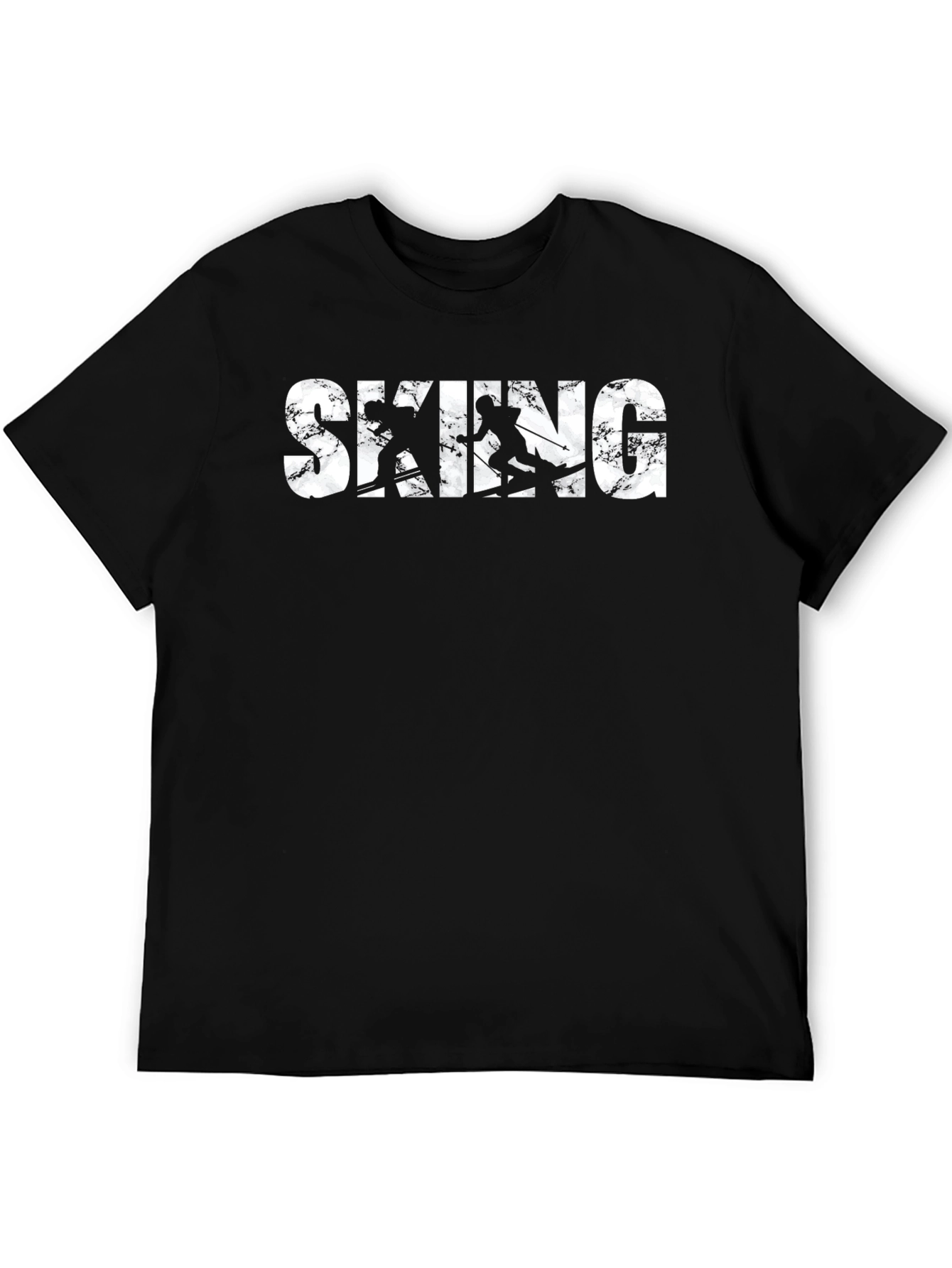 Black Skiing Graphic Black T-Shirt for Men view 5