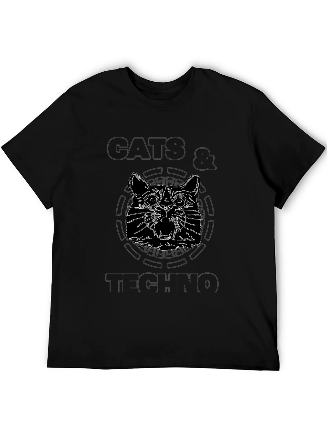 Black Cats & Techno Graphic T-Shirt - Cool EDM Rave Tee view 5