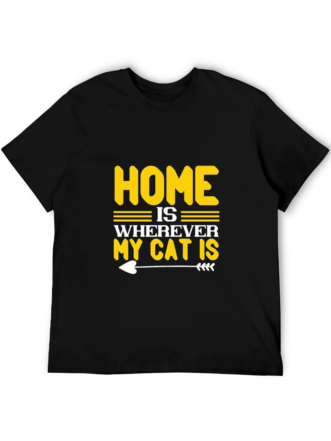 Black Home is Wherever My Cat is Black T-Shirt view 5