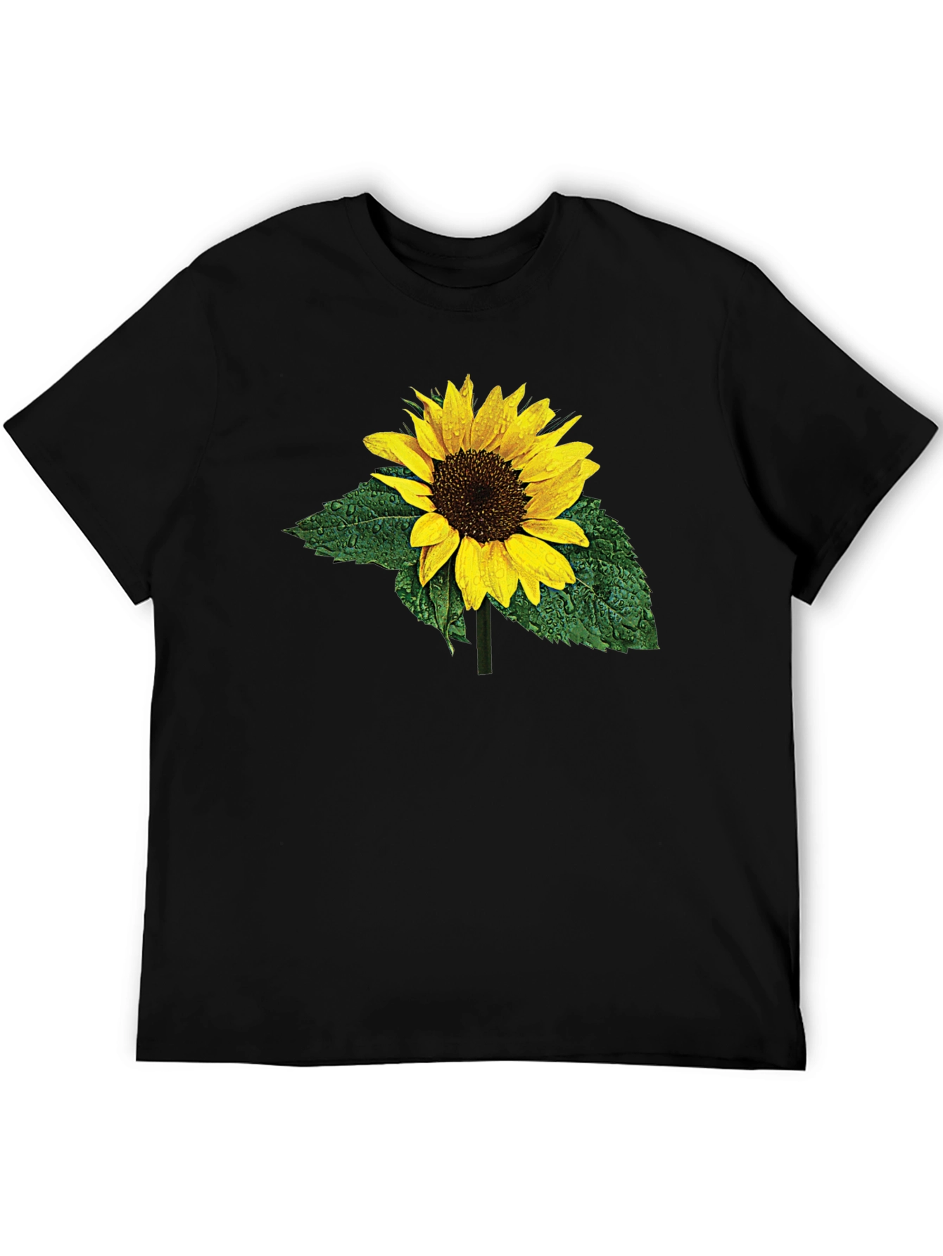 Black Sunflower Print Black T-Shirt view 5