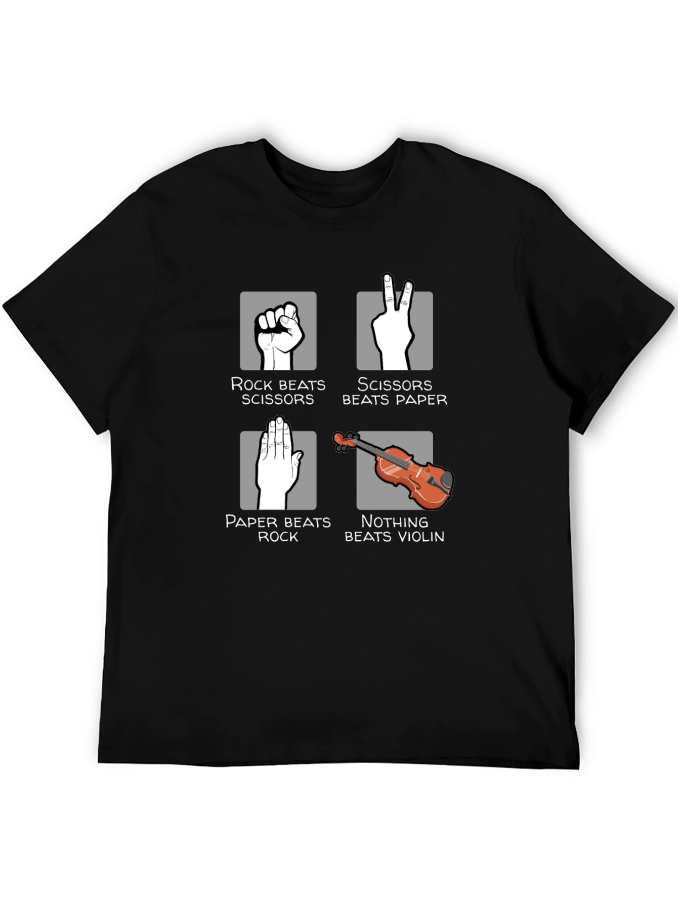 Black Rock Paper Scissors Violin Graphic Tee view 5
