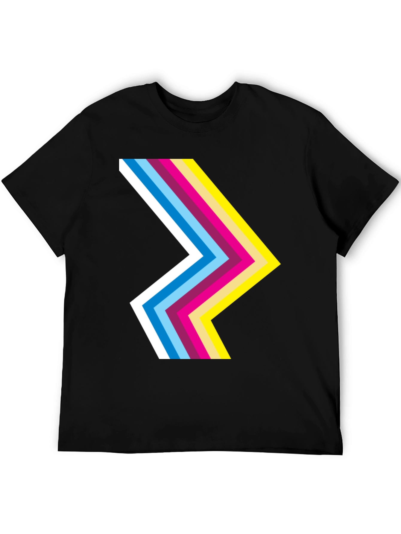 Black Retro Chevron Black T-Shirt - Stylish Graphic Tee view 5