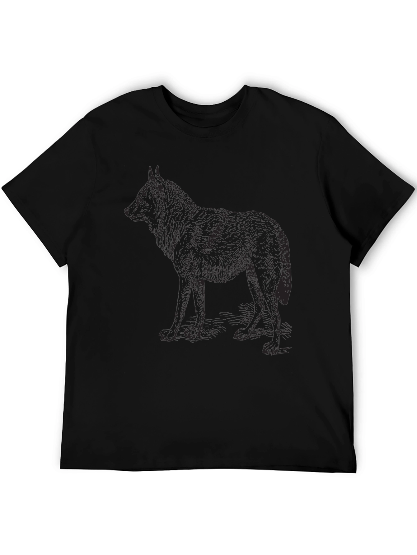 Black Black Wolf Graphic T-Shirt, Mens Crew Neck Tee view 5