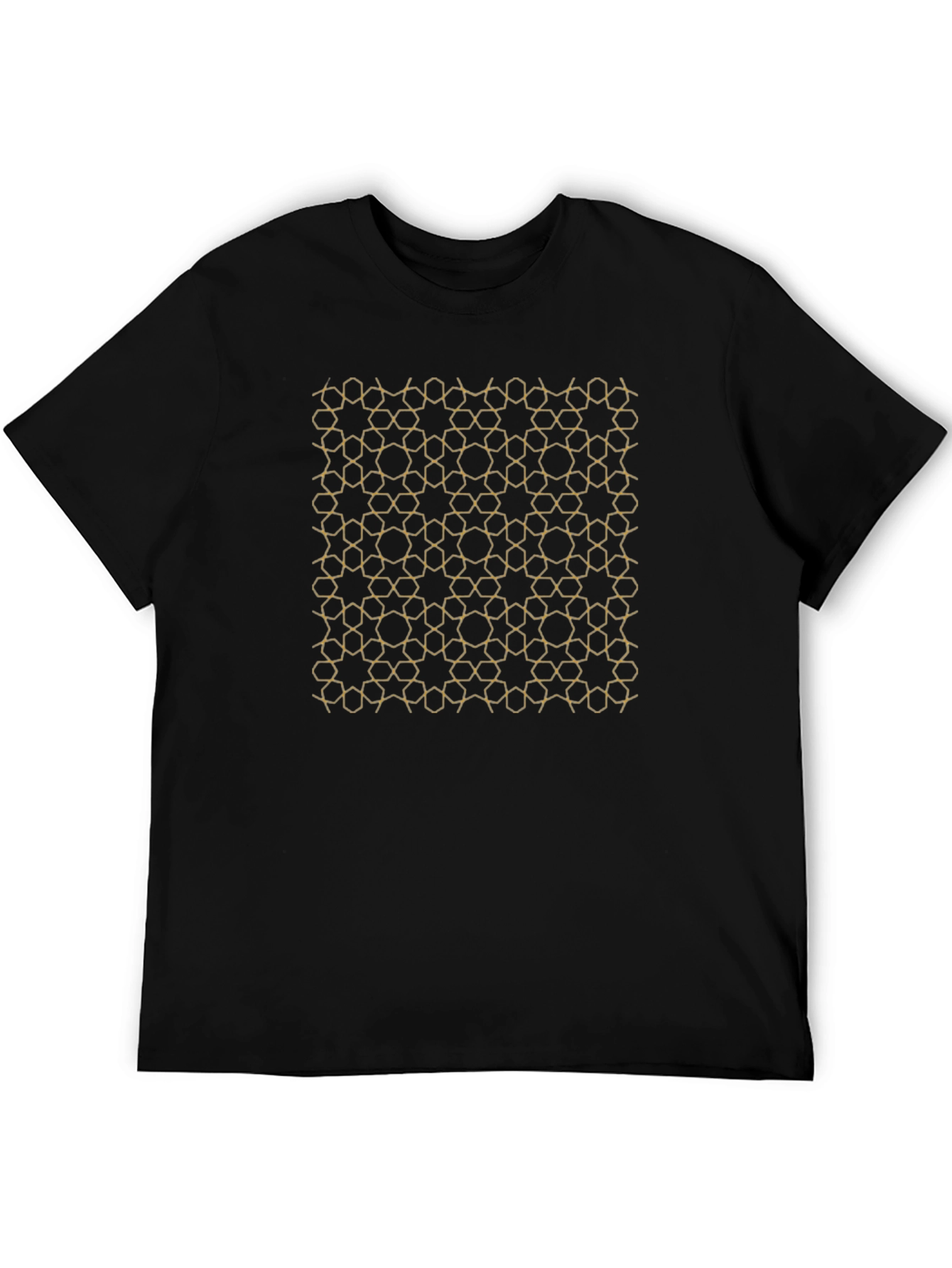 Black Geometric Pattern Black T-Shirt view 5