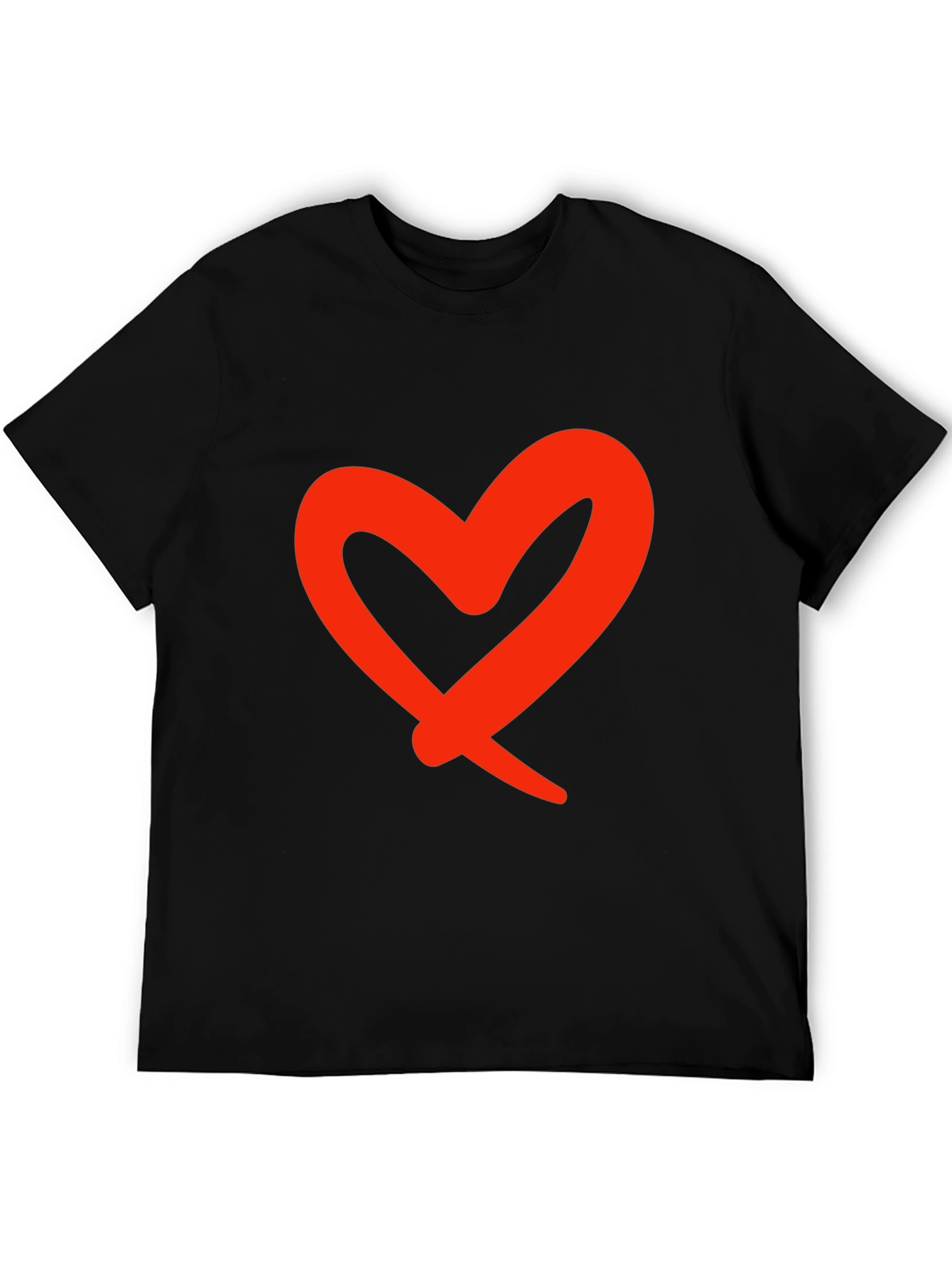 Black Bold Heart Graphic Black T-Shirt view 5