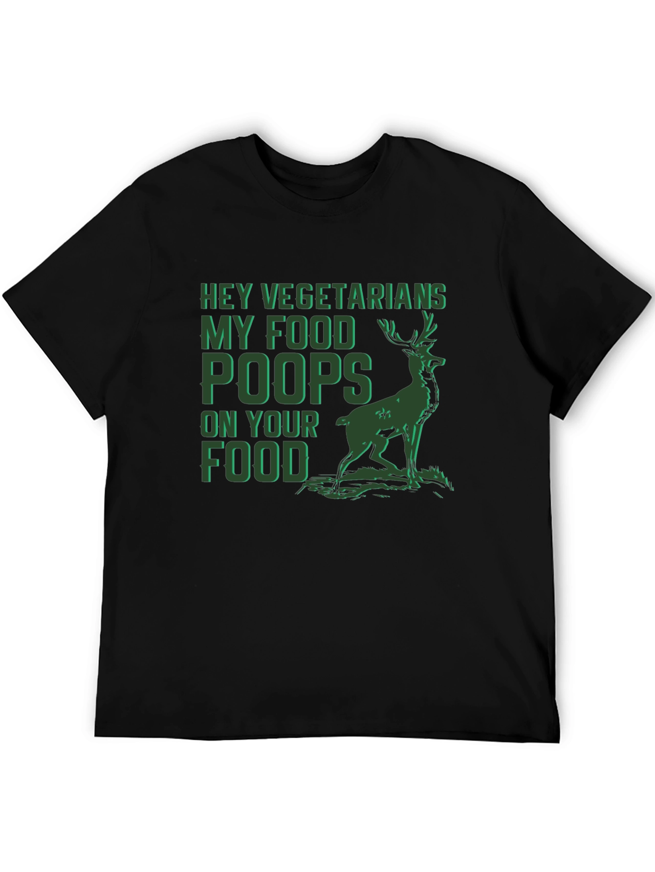 Black Hey Vegetarians Deer Graphic T-Shirt view 5