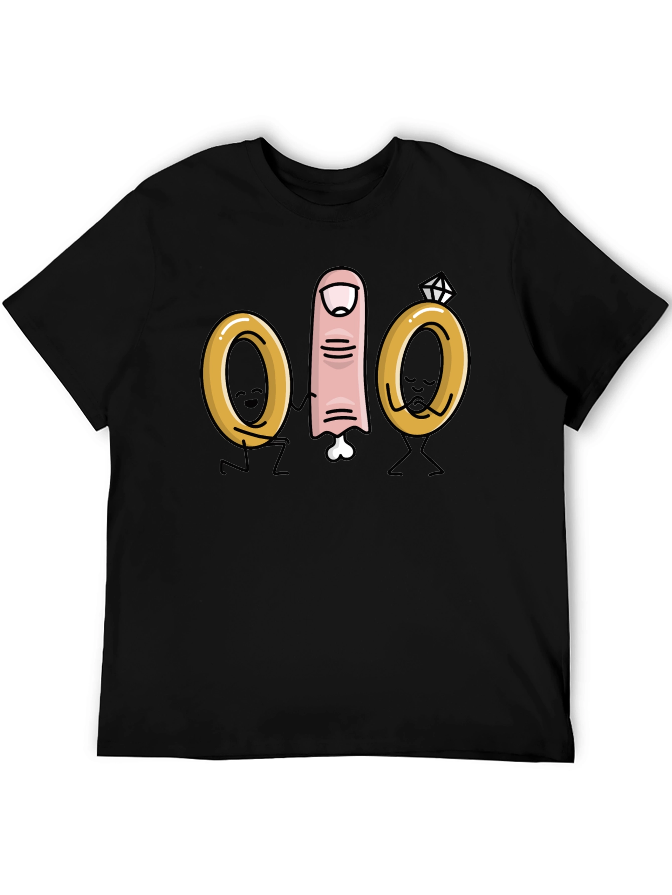 Black Funny Wedding Finger T-Shirt view 5