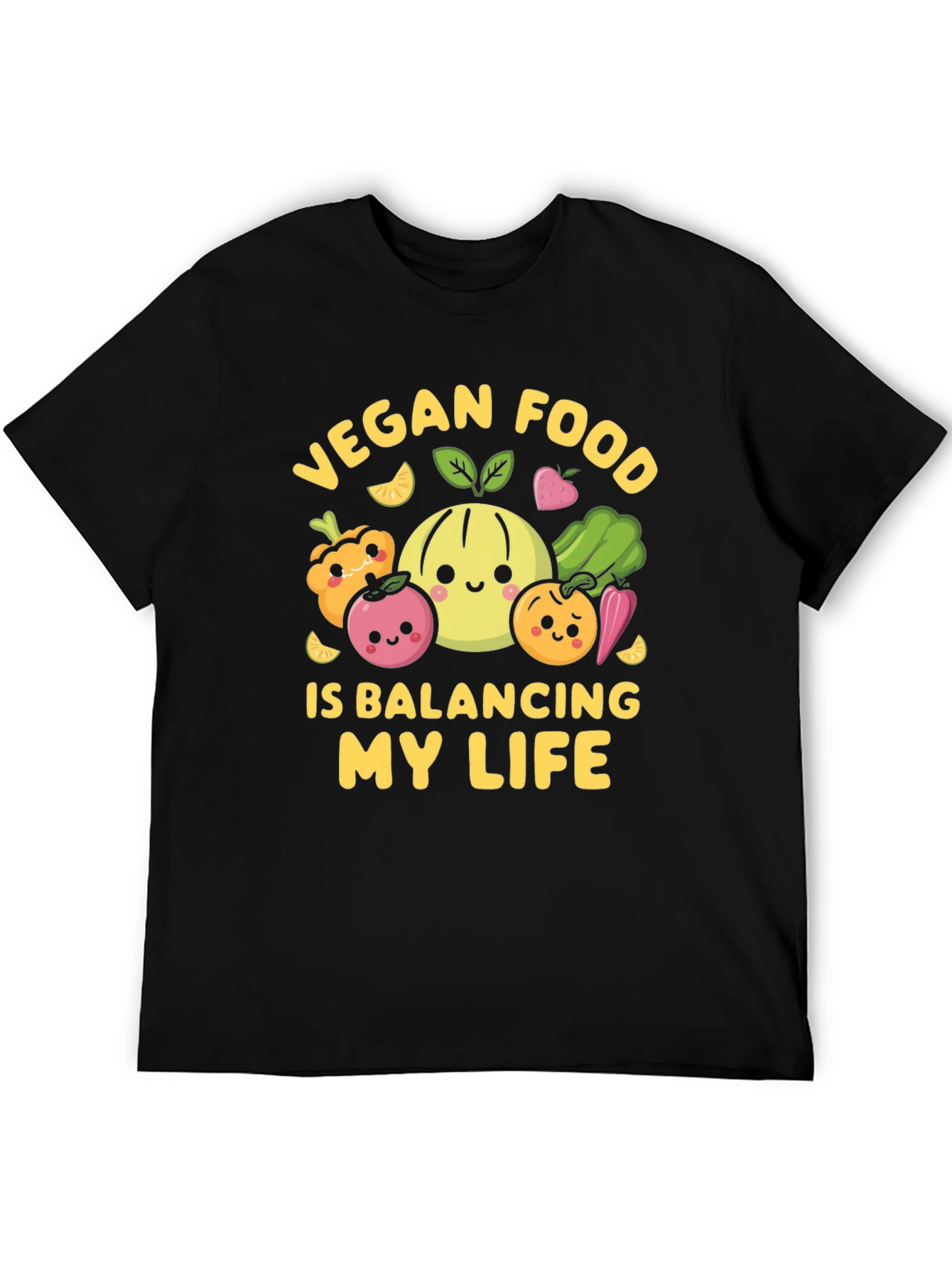 Black Vegan Food Balancing Life T-Shirt view 5