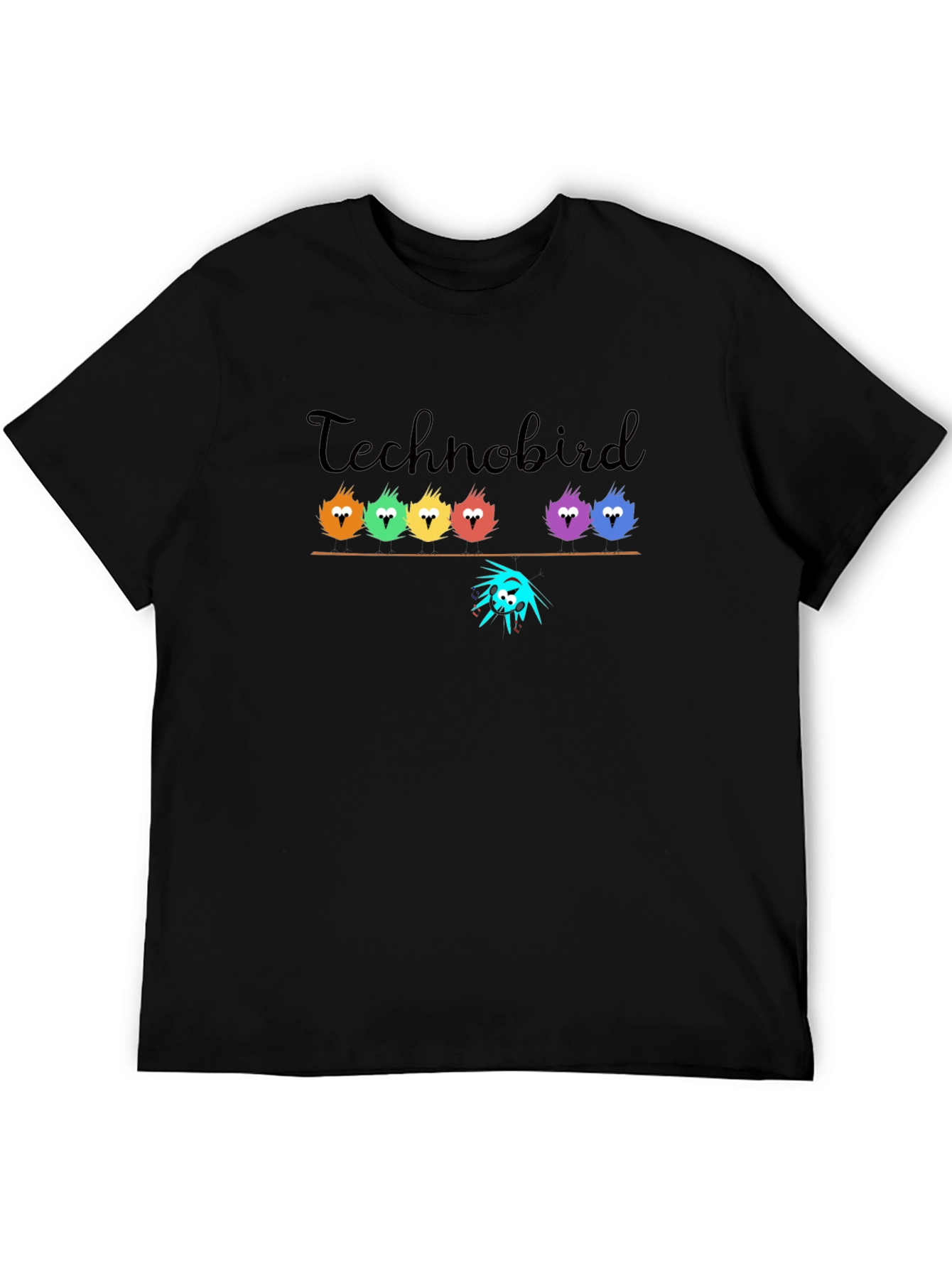 Black Technobird Graphic T-Shirt - Unique Bird Design view 5