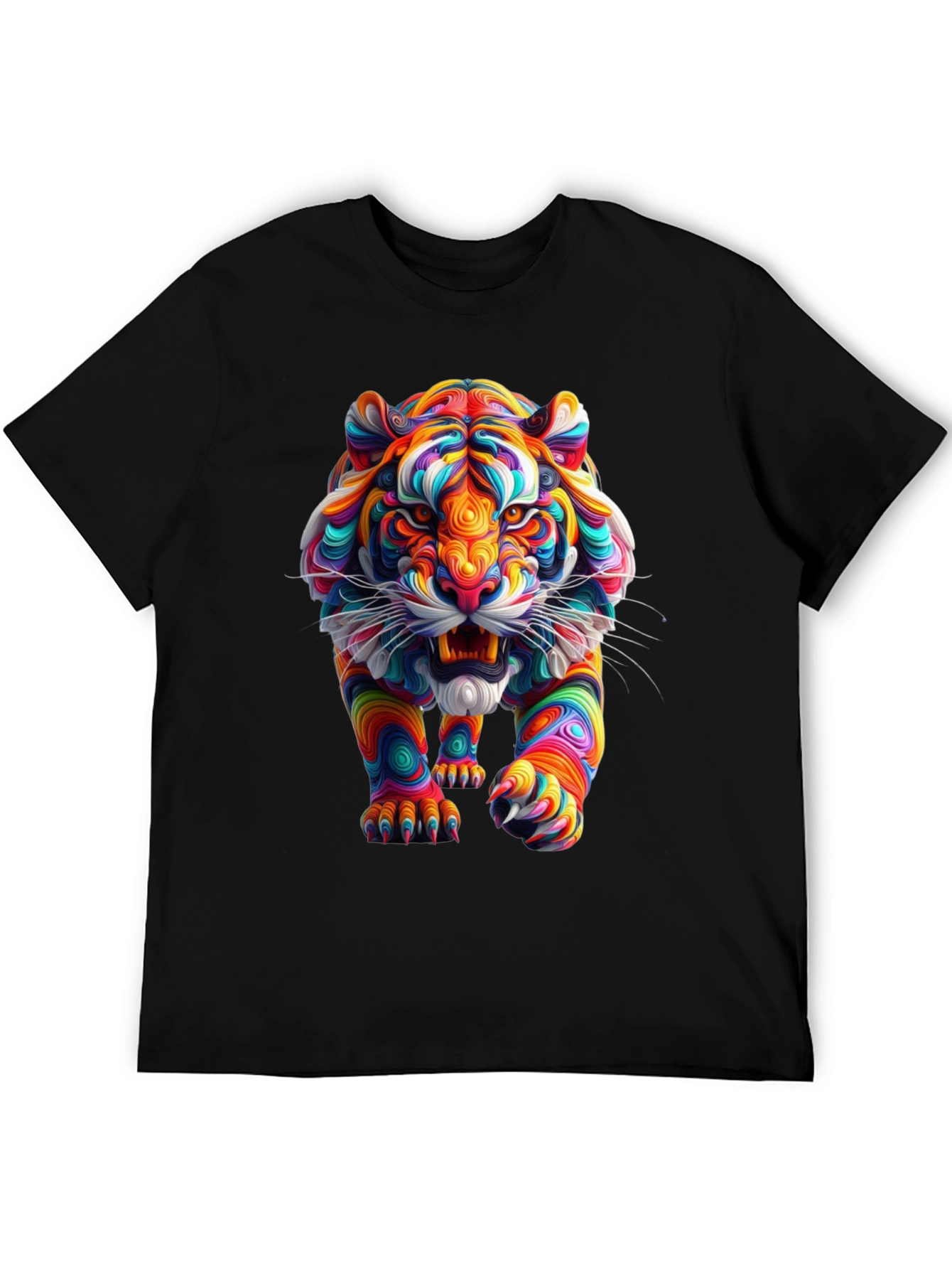 Black Vibrant Tiger Graphic Tee - Bold Style view 5