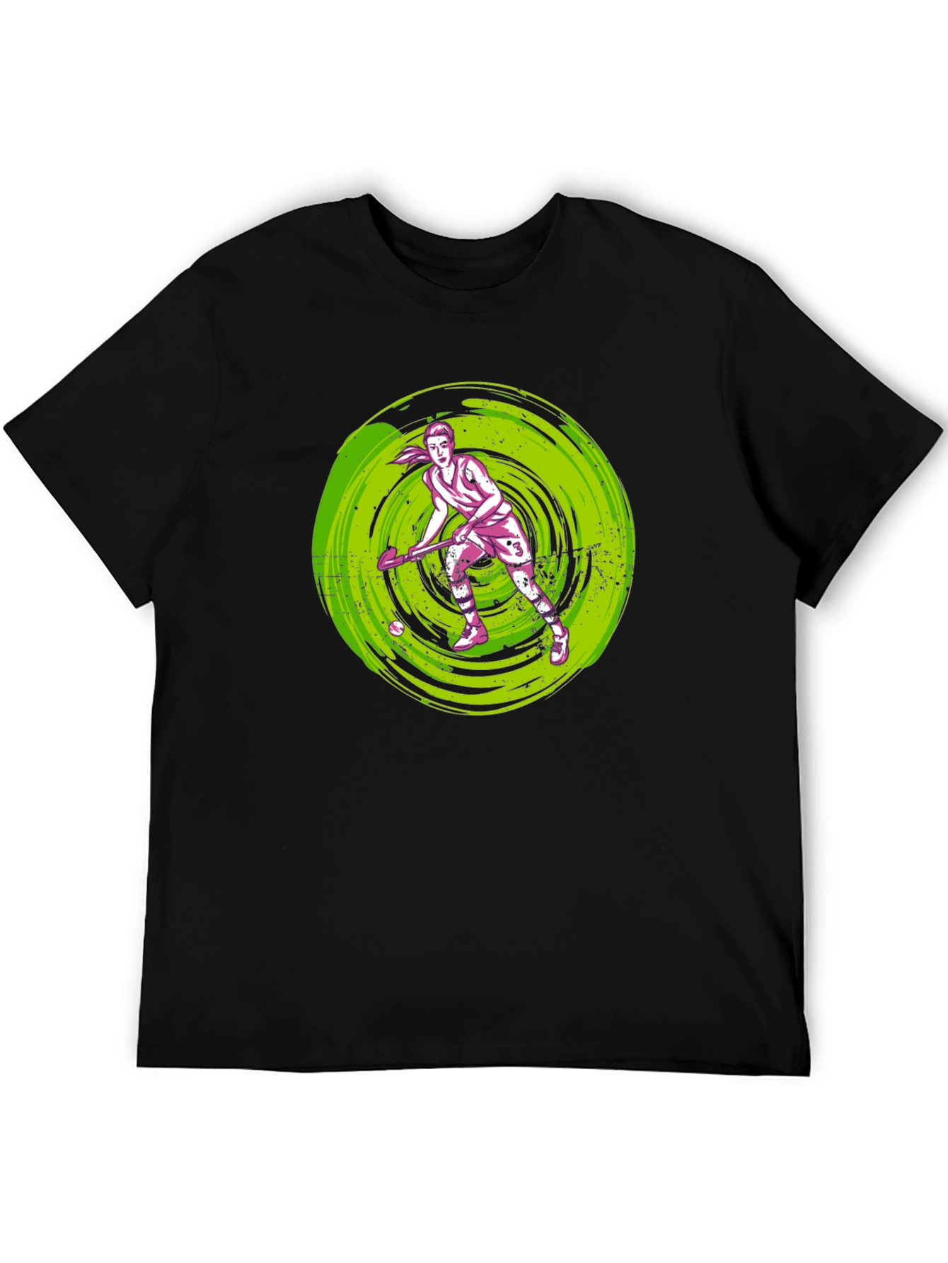 Black Field Hockey Player Graphic T-Shirt view 5