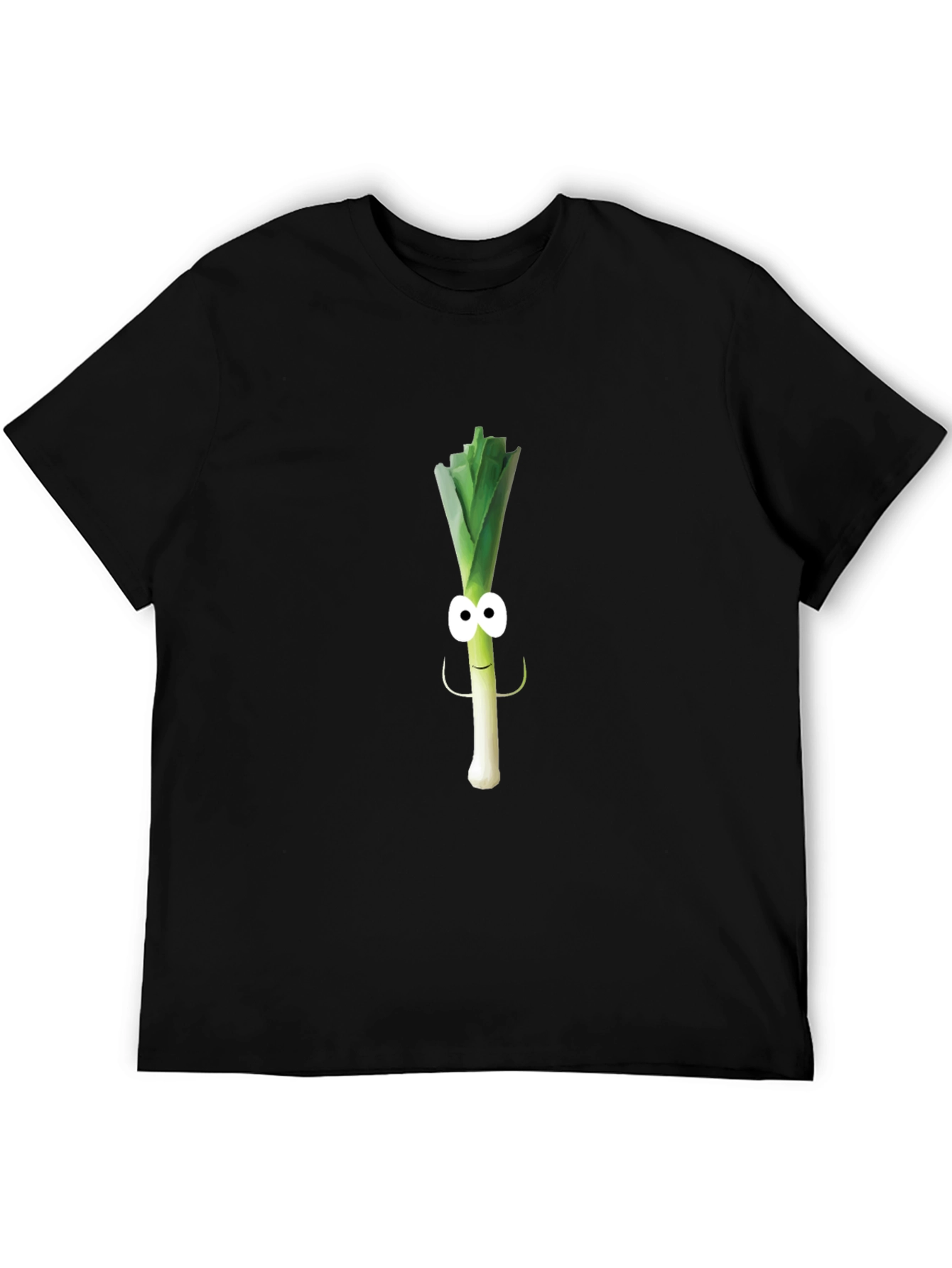 Black Funny Leek Character Black T-Shirt view 5