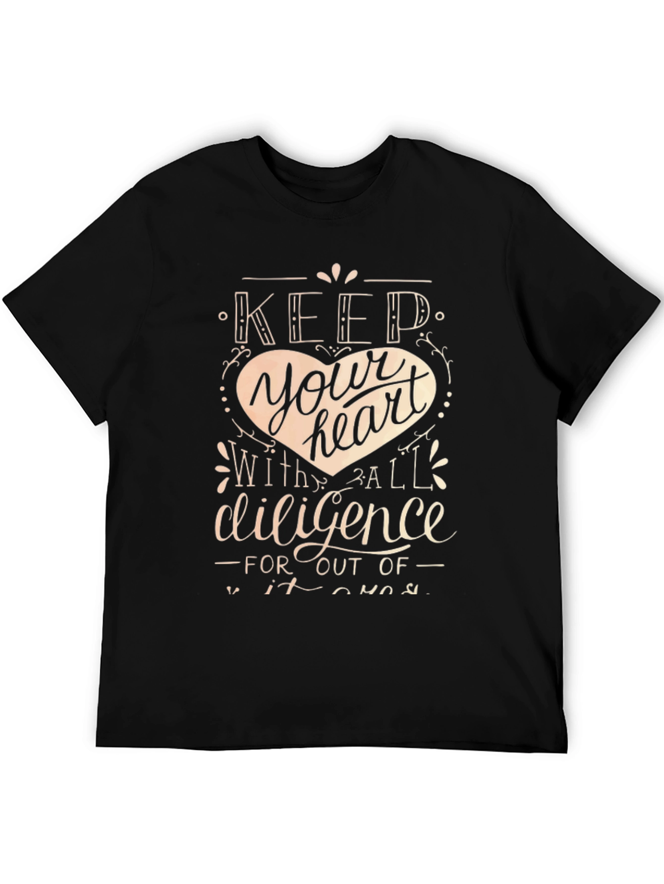 Black Keep Your Heart T-Shirt - Inspirational Design view 5