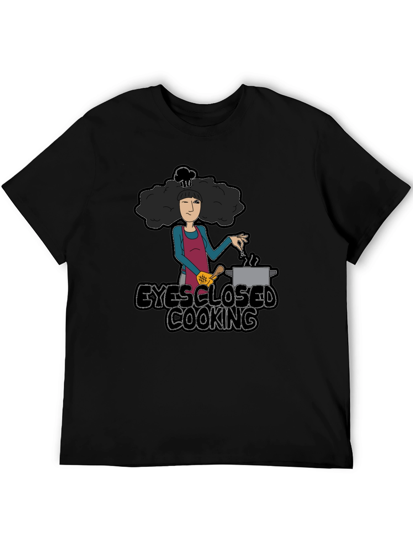 Black Eyes Closed Cooking Graphic T-Shirt view 5