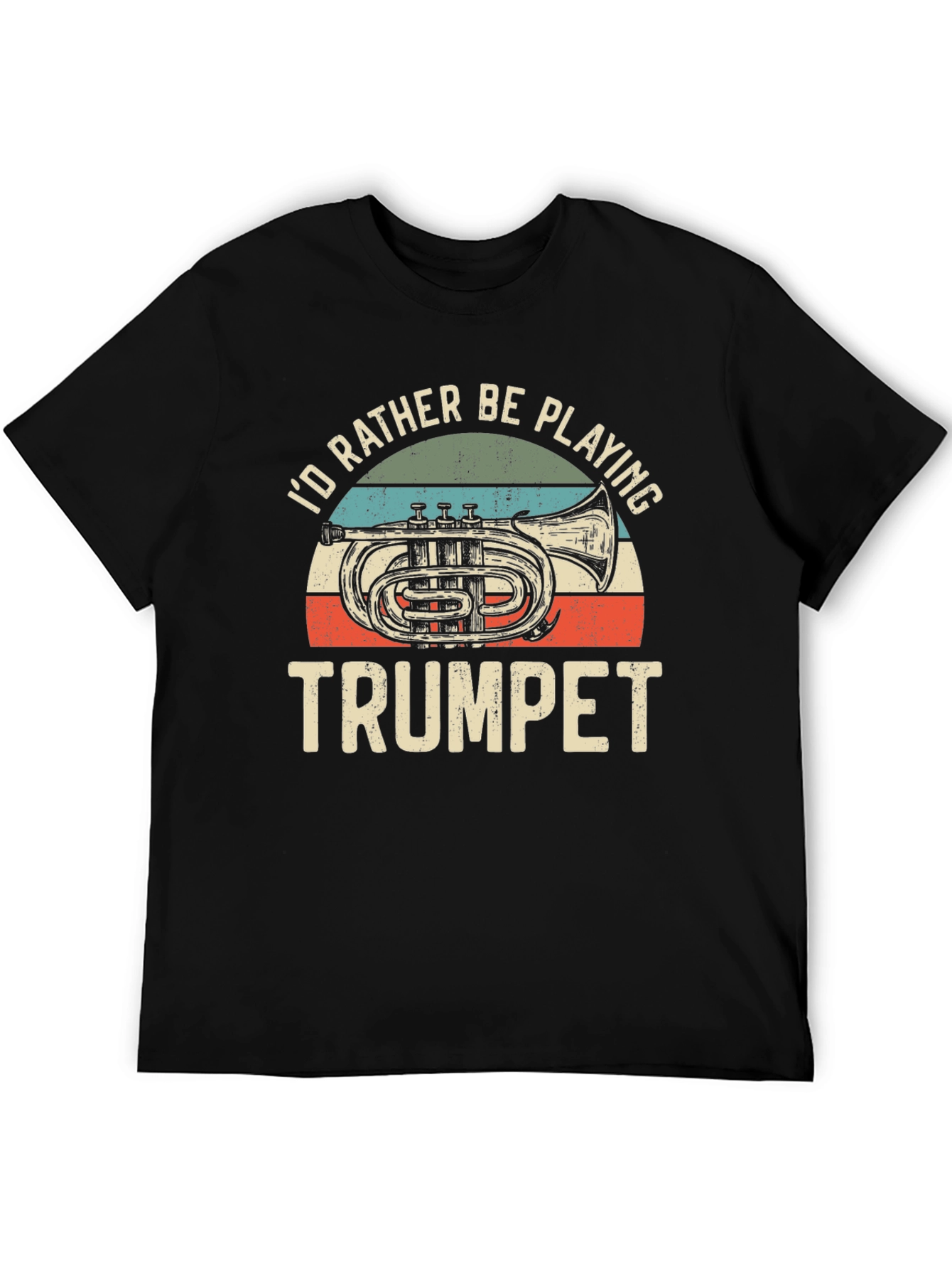 Black I'd Rather Be Playing Trumpet T-Shirt view 5