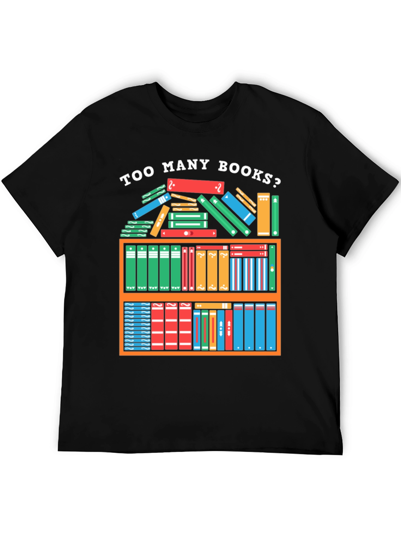 Black Too Many Books T-Shirt - Reader Gift view 5