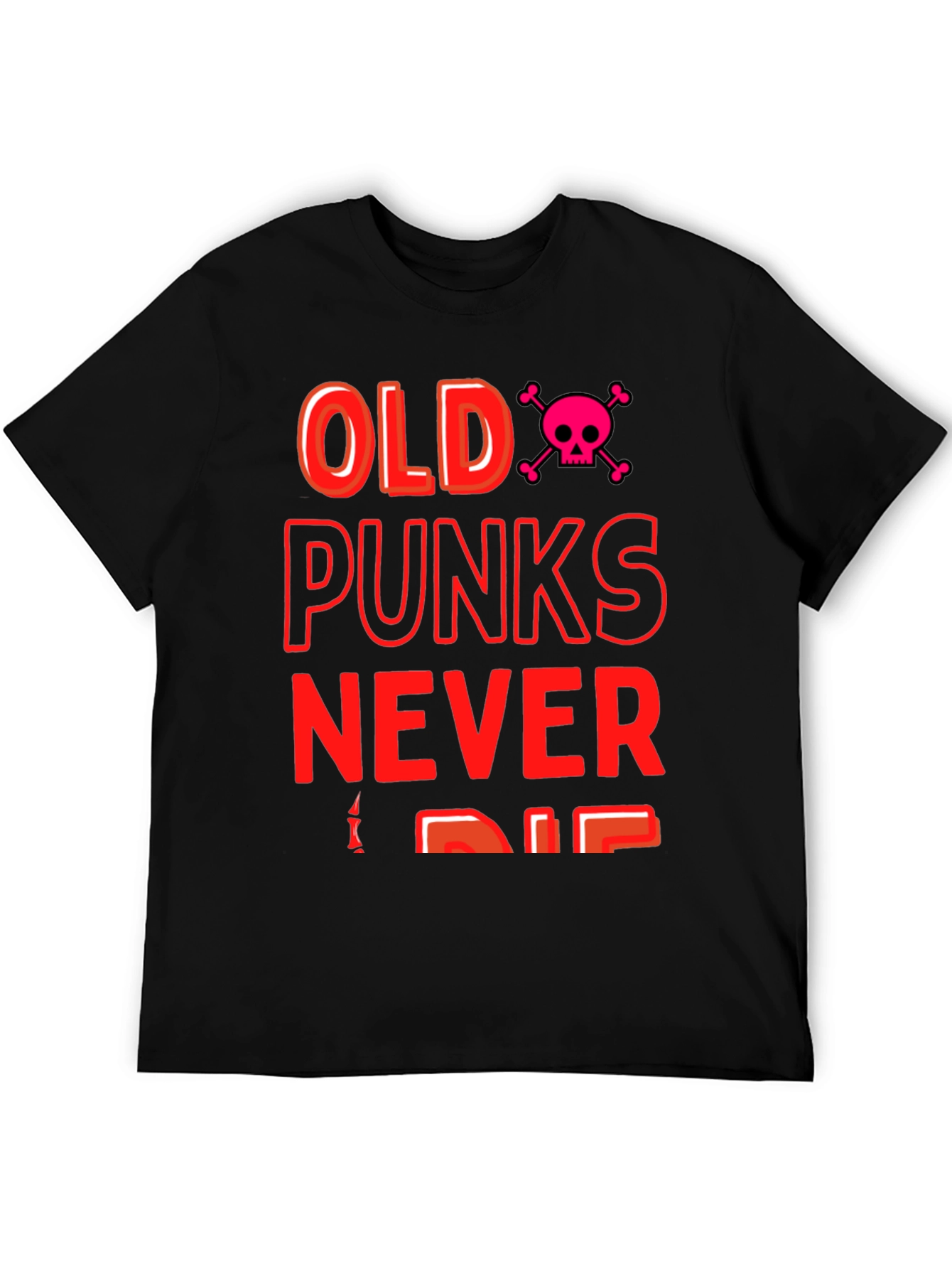 Black Old Punks Never Die Graphic Tee view 5