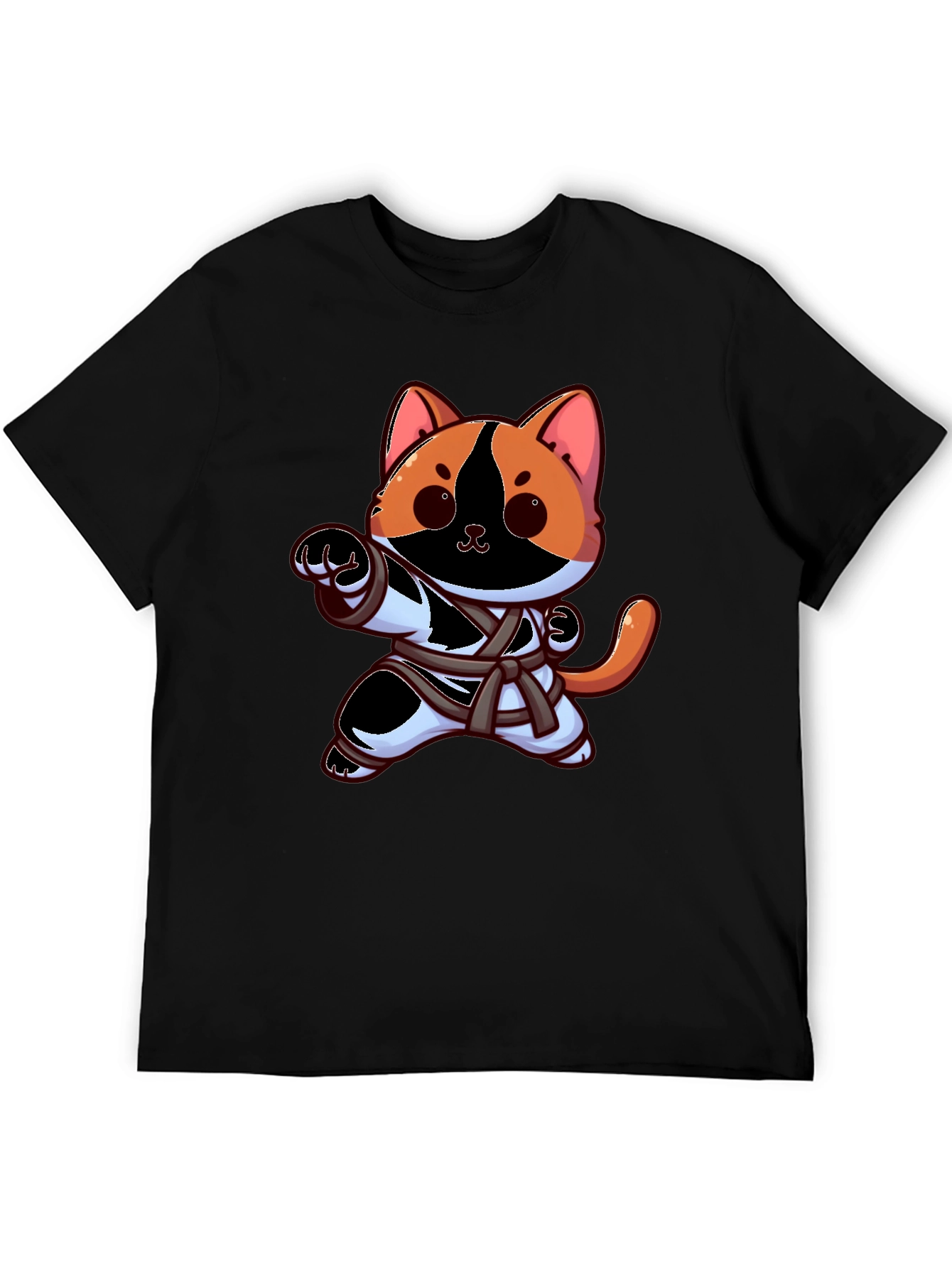 Black Karate Cat T-Shirt - Funny Martial Arts Kitten Tee view 5
