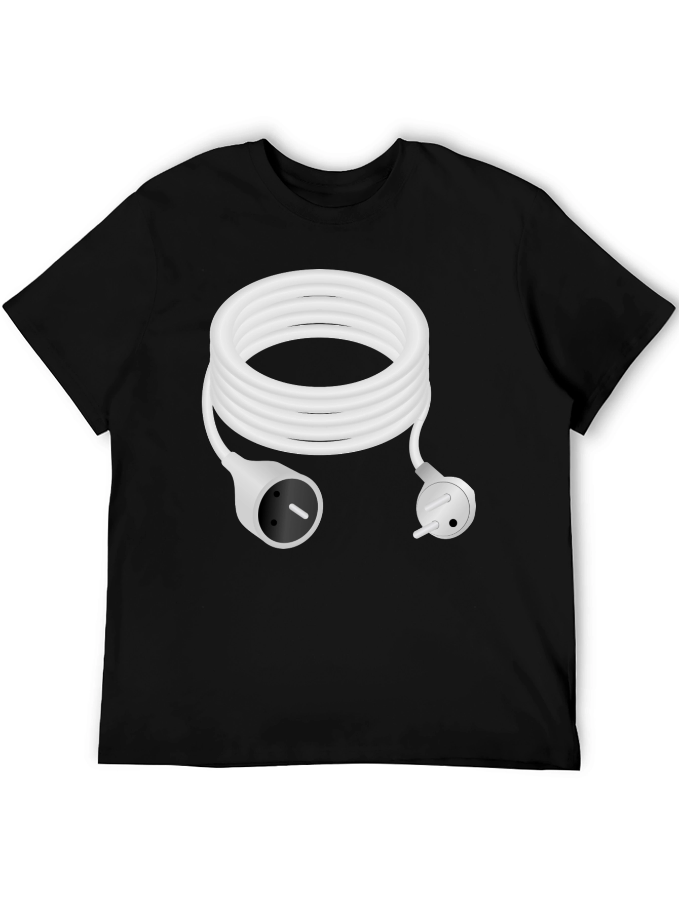 Black Plugged In Tee - White Cord Power T-Shirt view 5