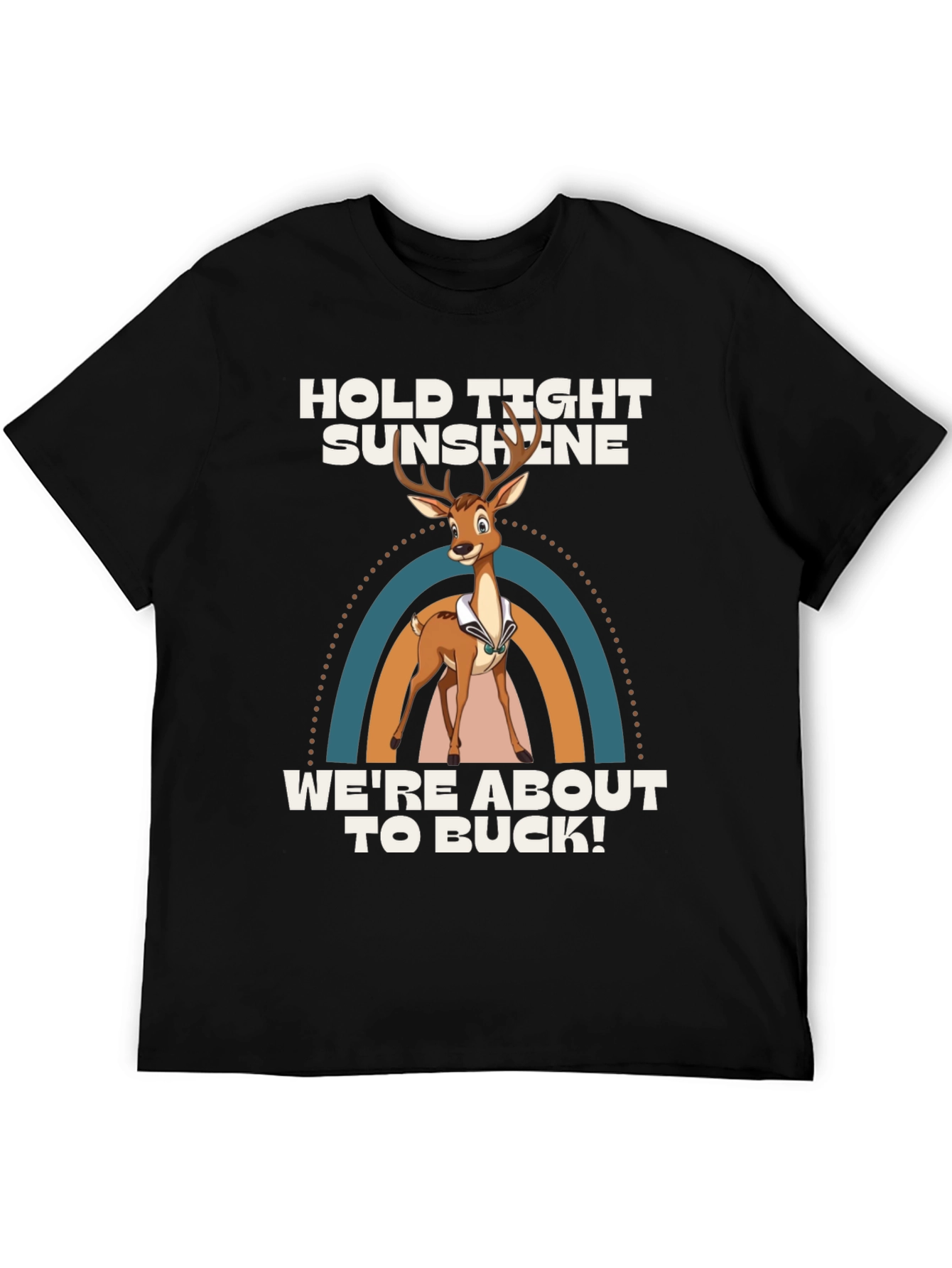 Black Hold Tight Sunshine Deer Graphic T-Shirt view 5