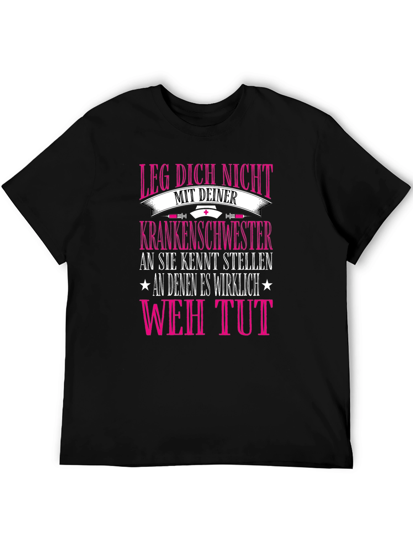 Black Nurse Warning T-Shirt - Leg Dich Nicht view 5