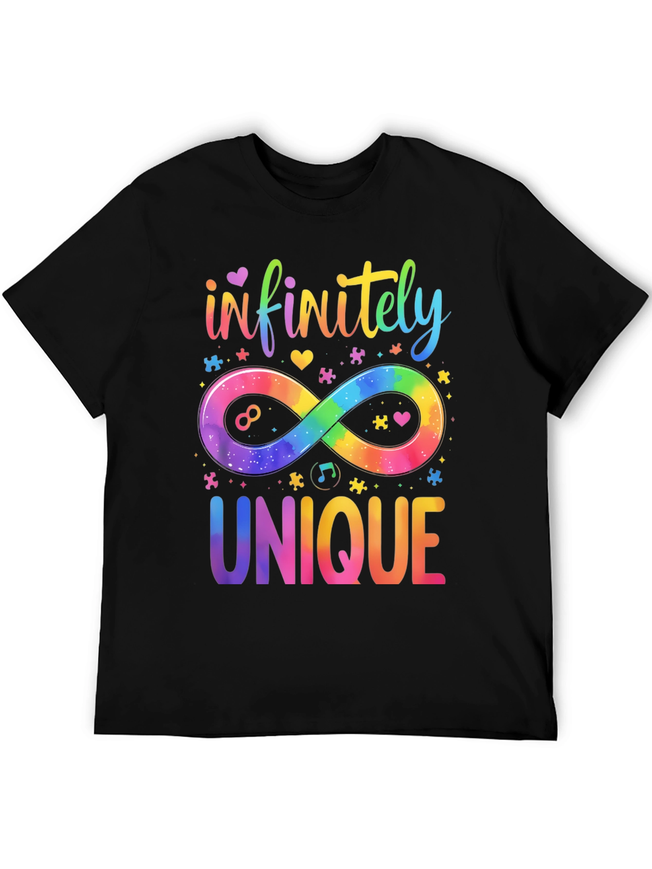 Black Infinitely Unique Autism Awareness T-Shirt view 5