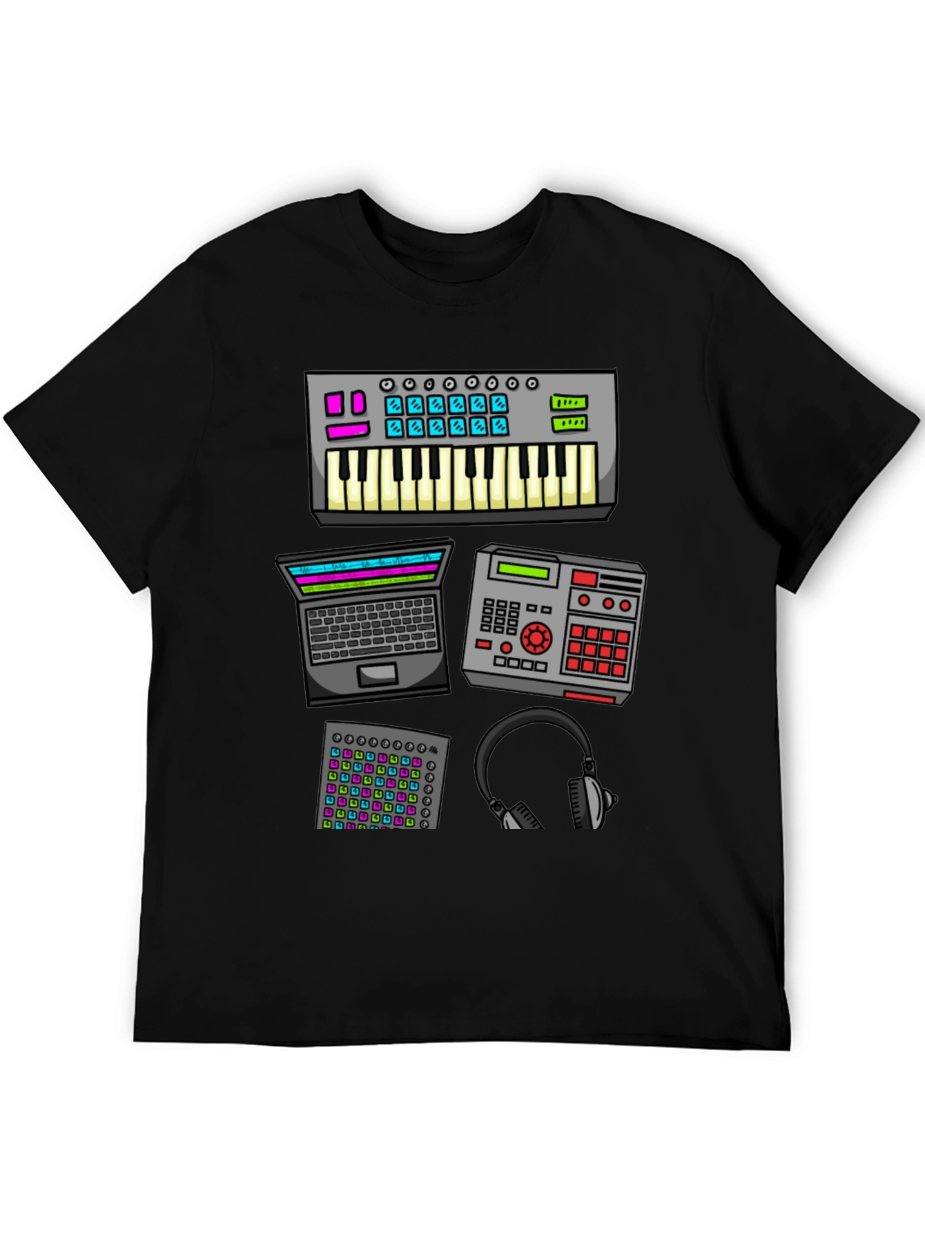 Black Music Producer T-Shirt - Studio Equipment Design view 5