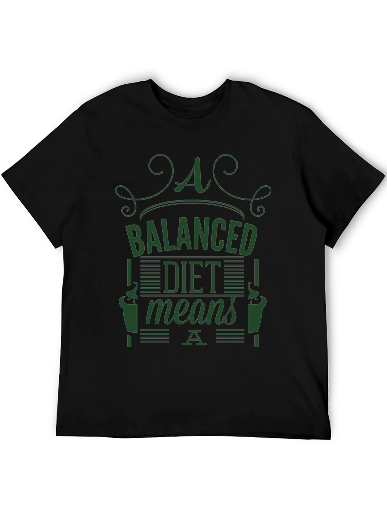 Black Balanced Diet T-Shirt - Dark Green Graphic Tee view 5