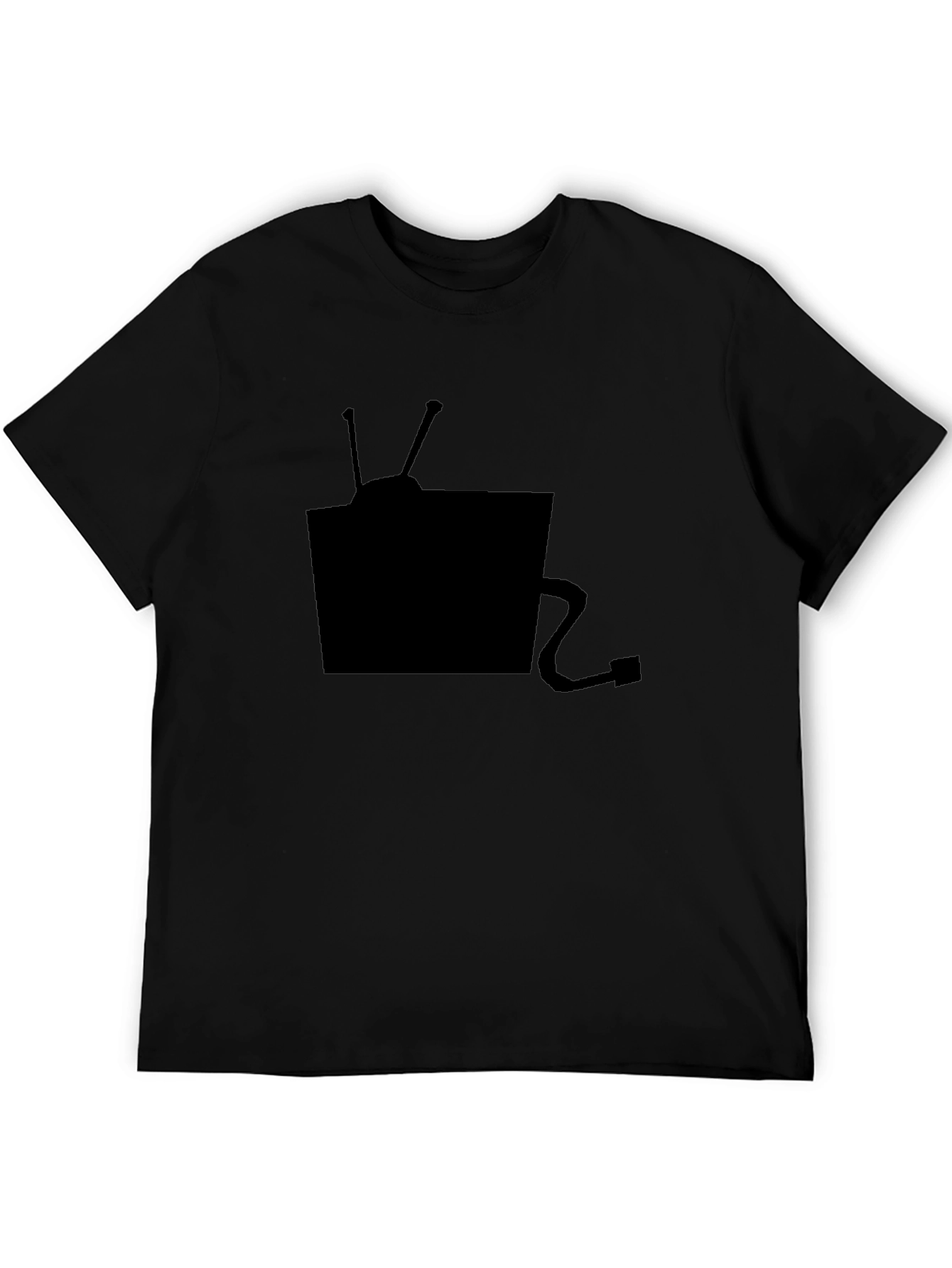 Black Retro TV Graphic Tee - Black Cotton T-Shirt view 5