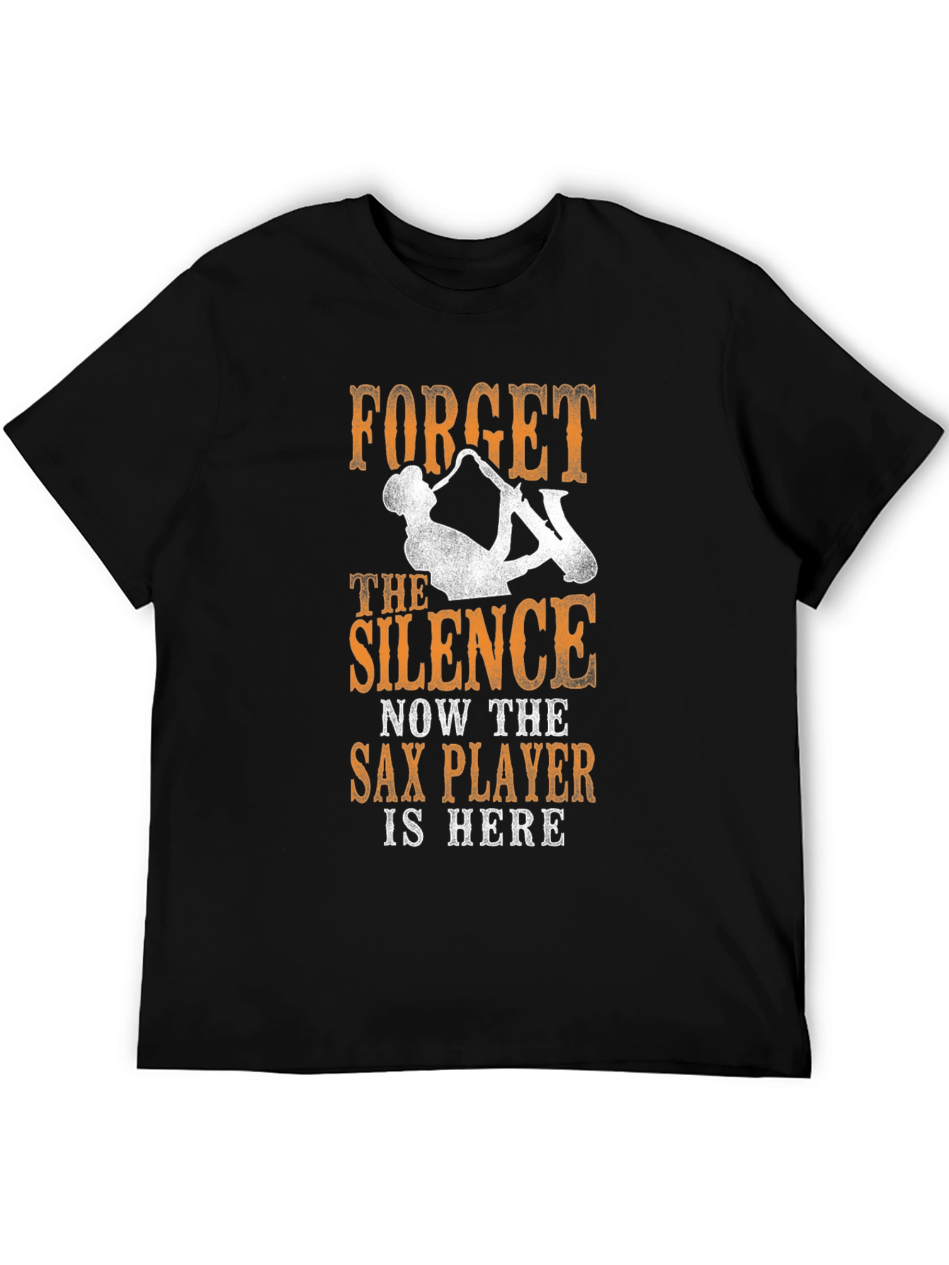 Black Forget The Silence Saxophone T-Shirt view 5