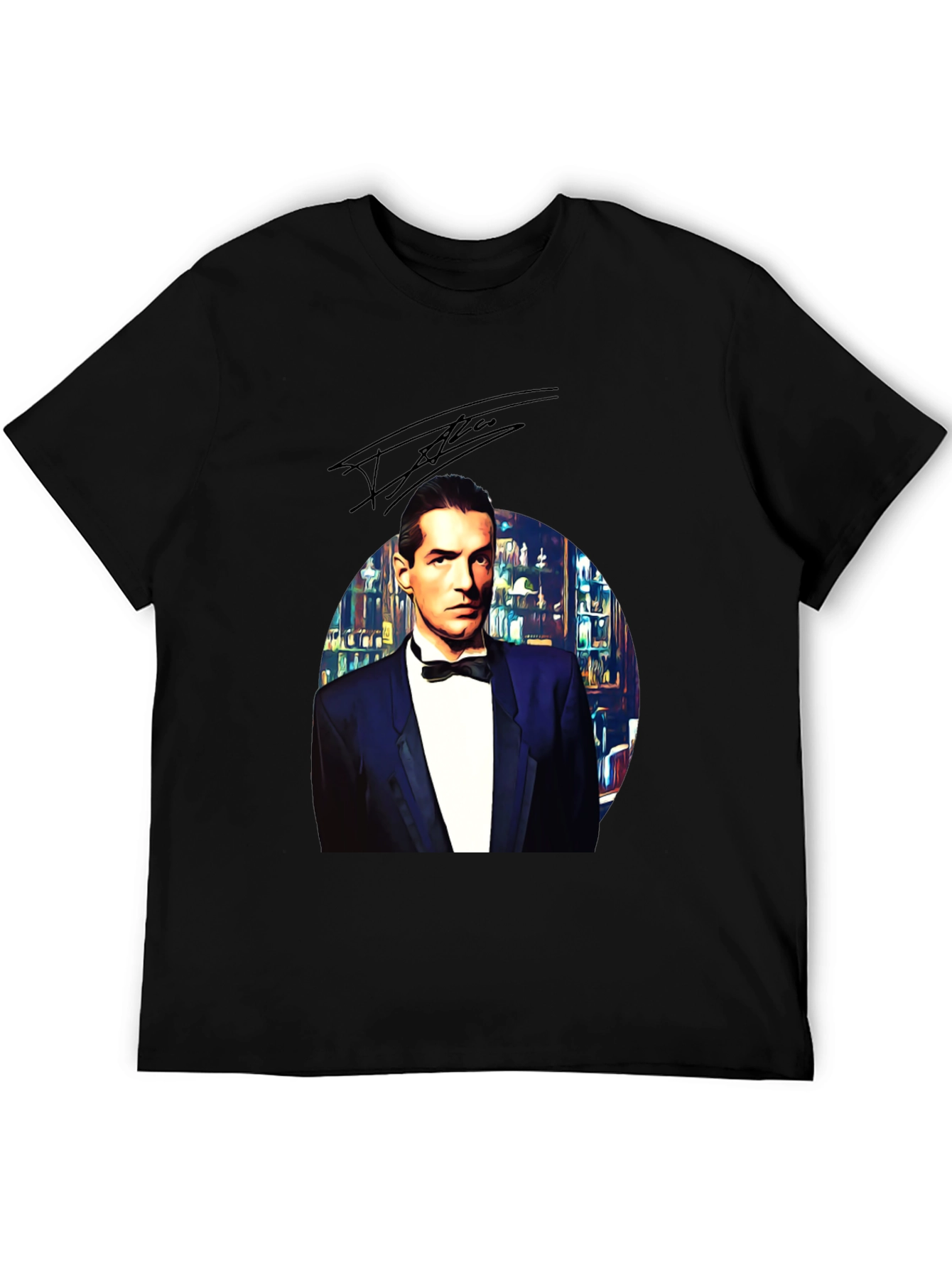 Black Elegant Man in Tuxedo Graphic Tee - Black view 5