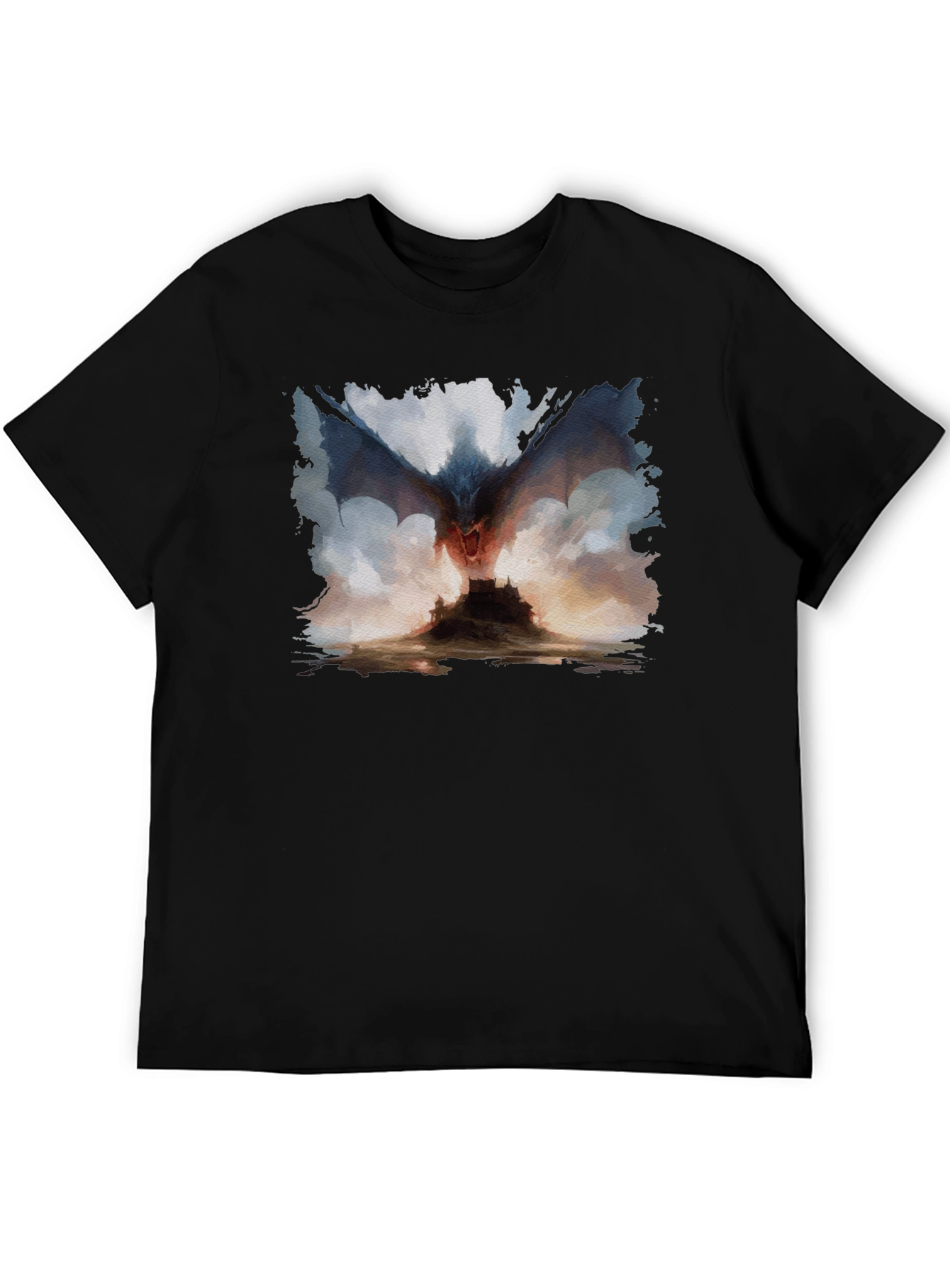 Black Dragon Castle Graphic Tee - Men's Black T-Shirt view 5