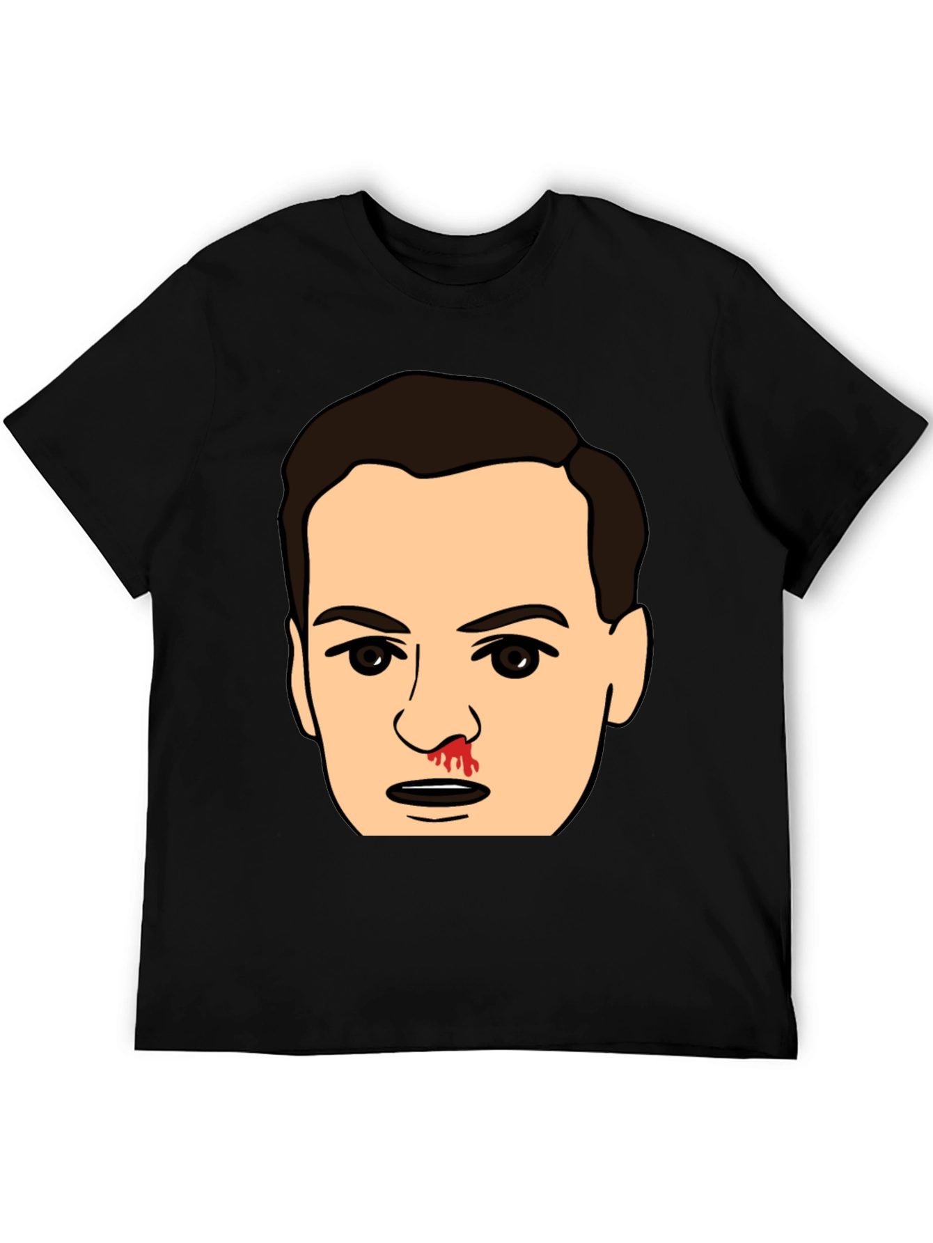 Black Bloody Nose Cartoon Face Black T-Shirt view 5