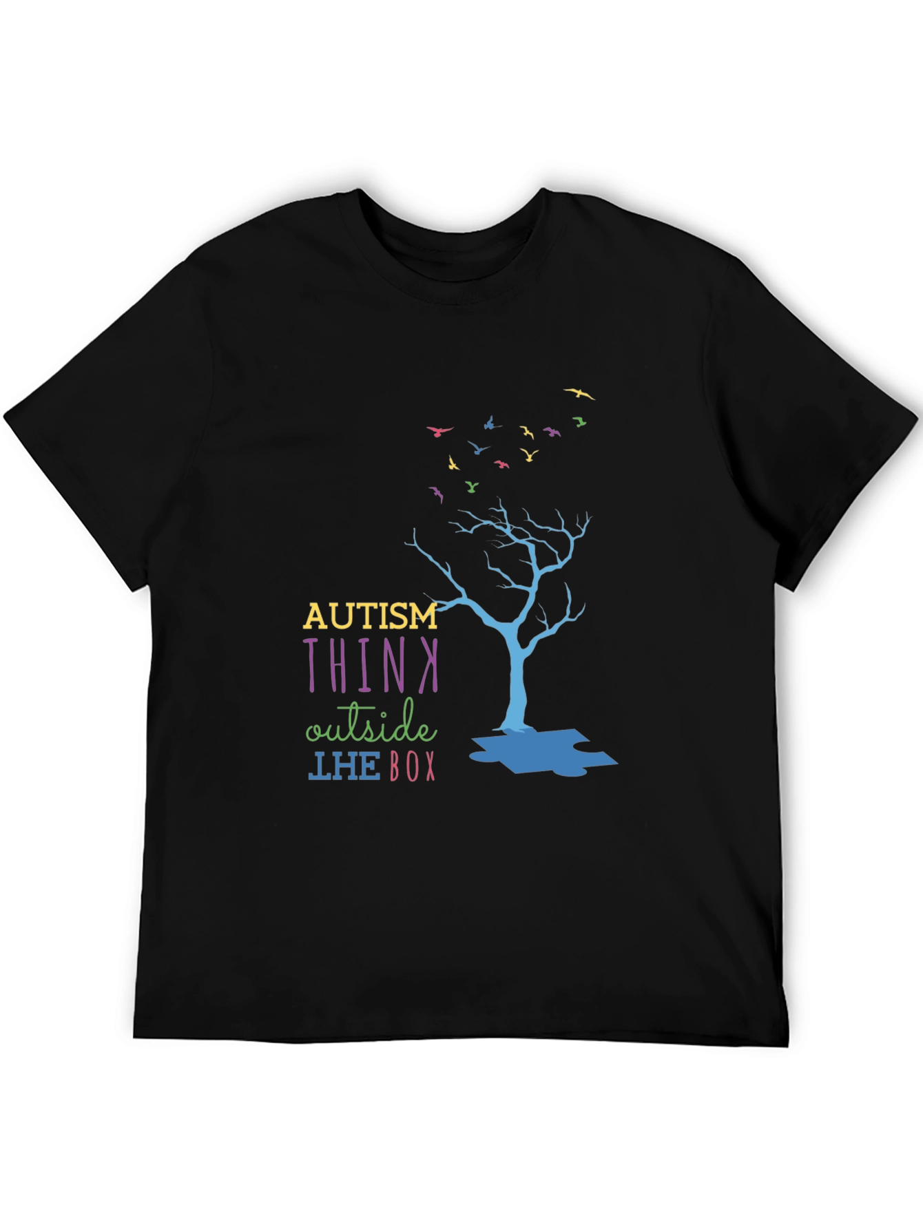 Black Autism Think Outside the Box T-Shirt view 5