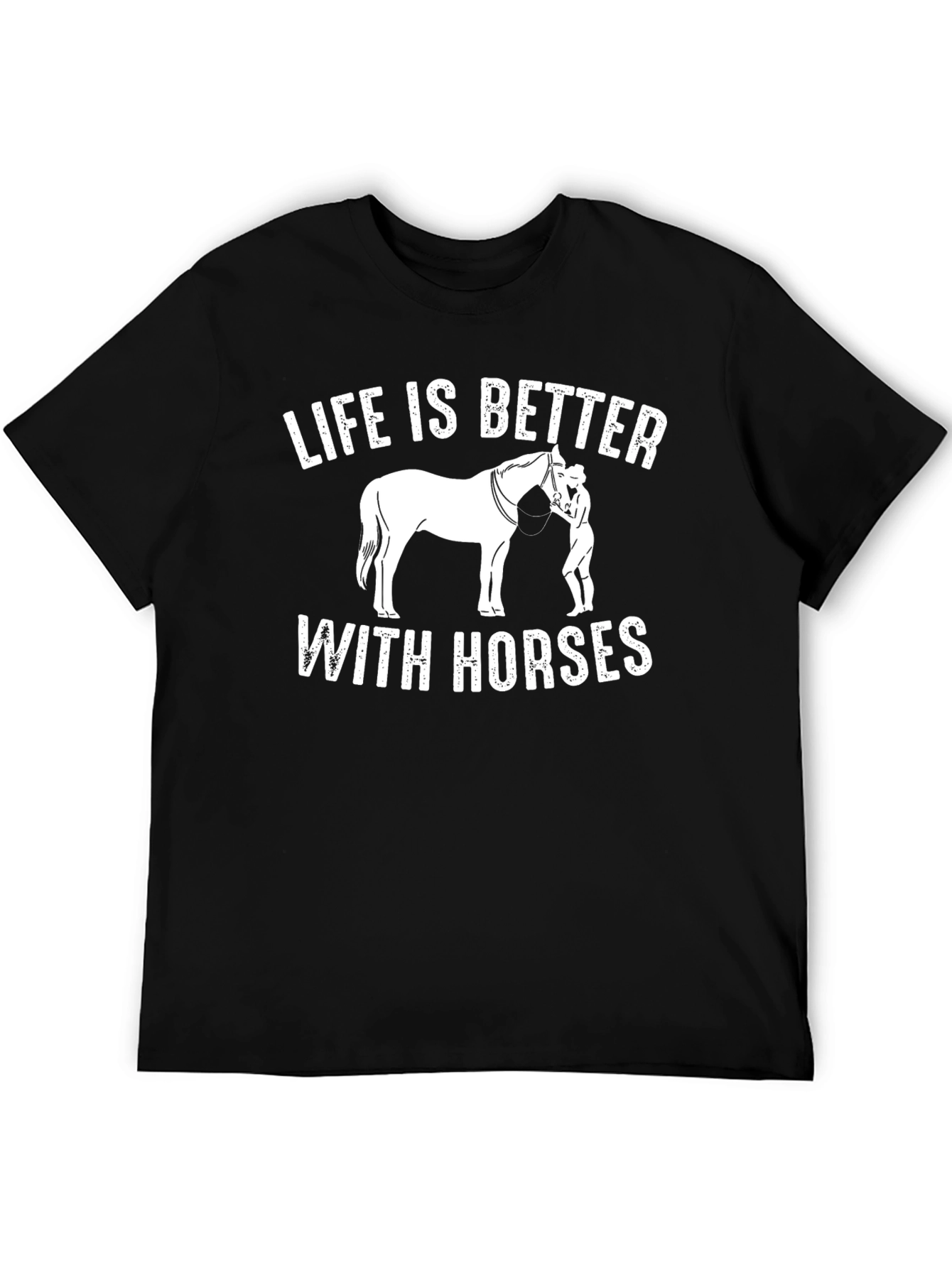 Black Life Is Better With Horses Black T-Shirt view 5