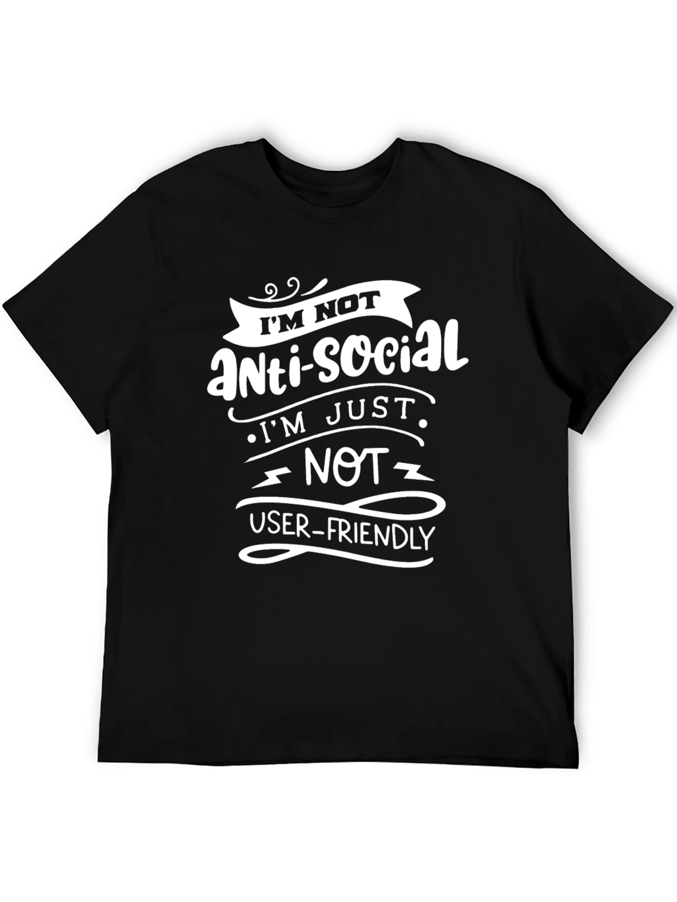 Black Funny Anti-Social Graphic Tee view 5