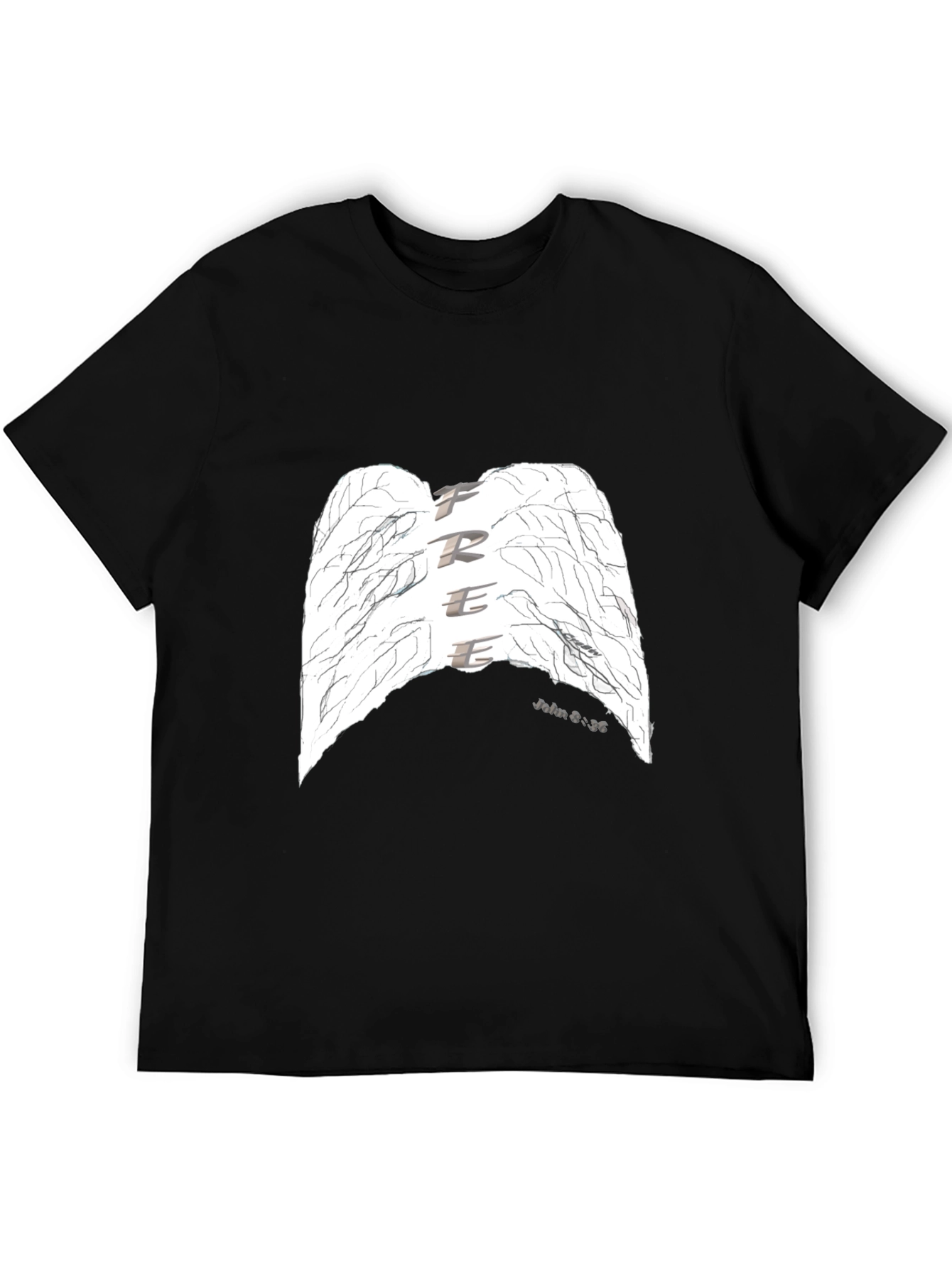 Black Free Wings Graphic T-Shirt - Black view 5