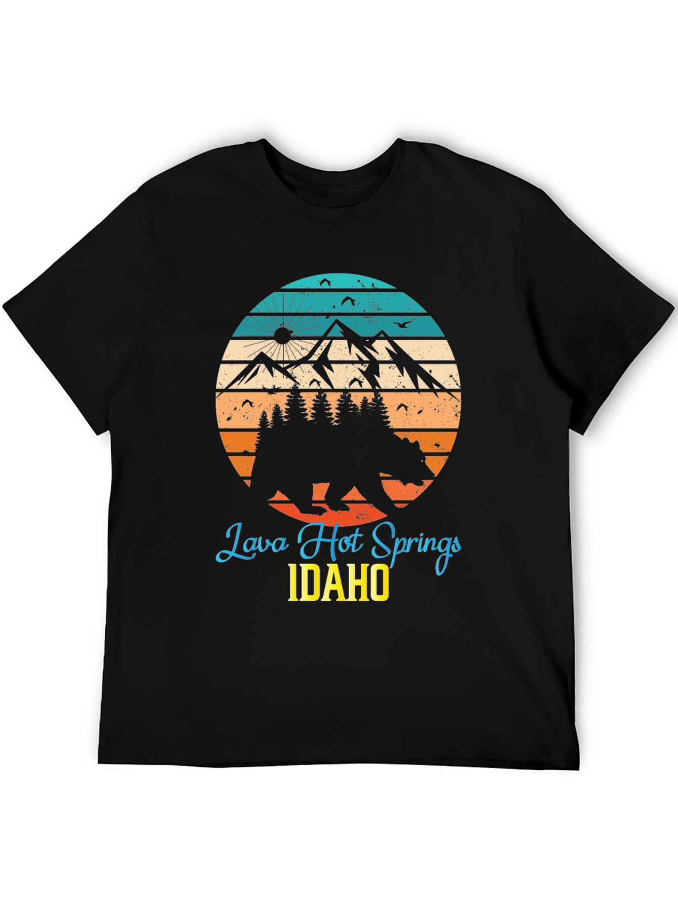 Black Lava Hot Springs Idaho Bear T-Shirt view 5